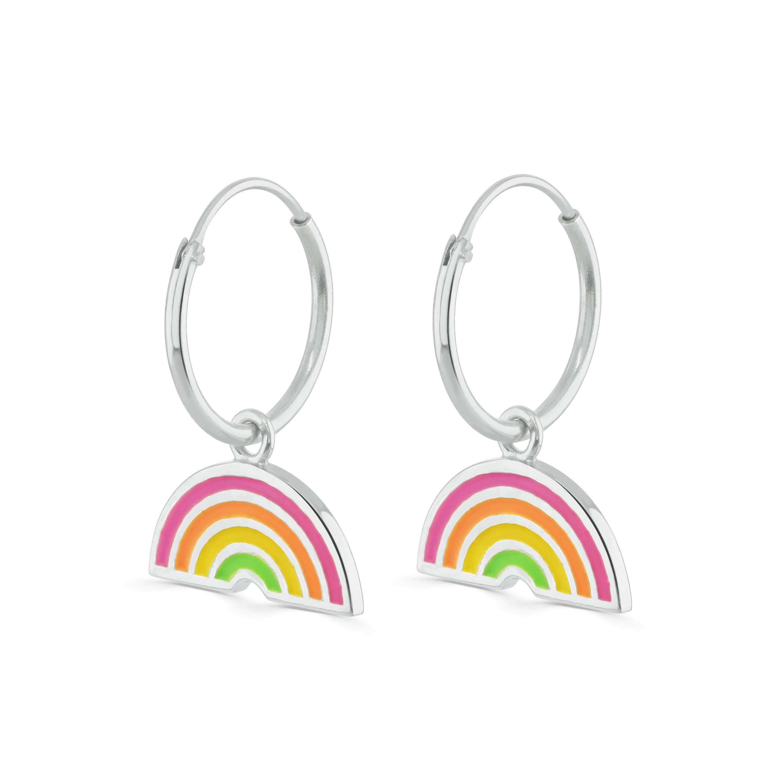 Silver Rainbow Hoop Earrings