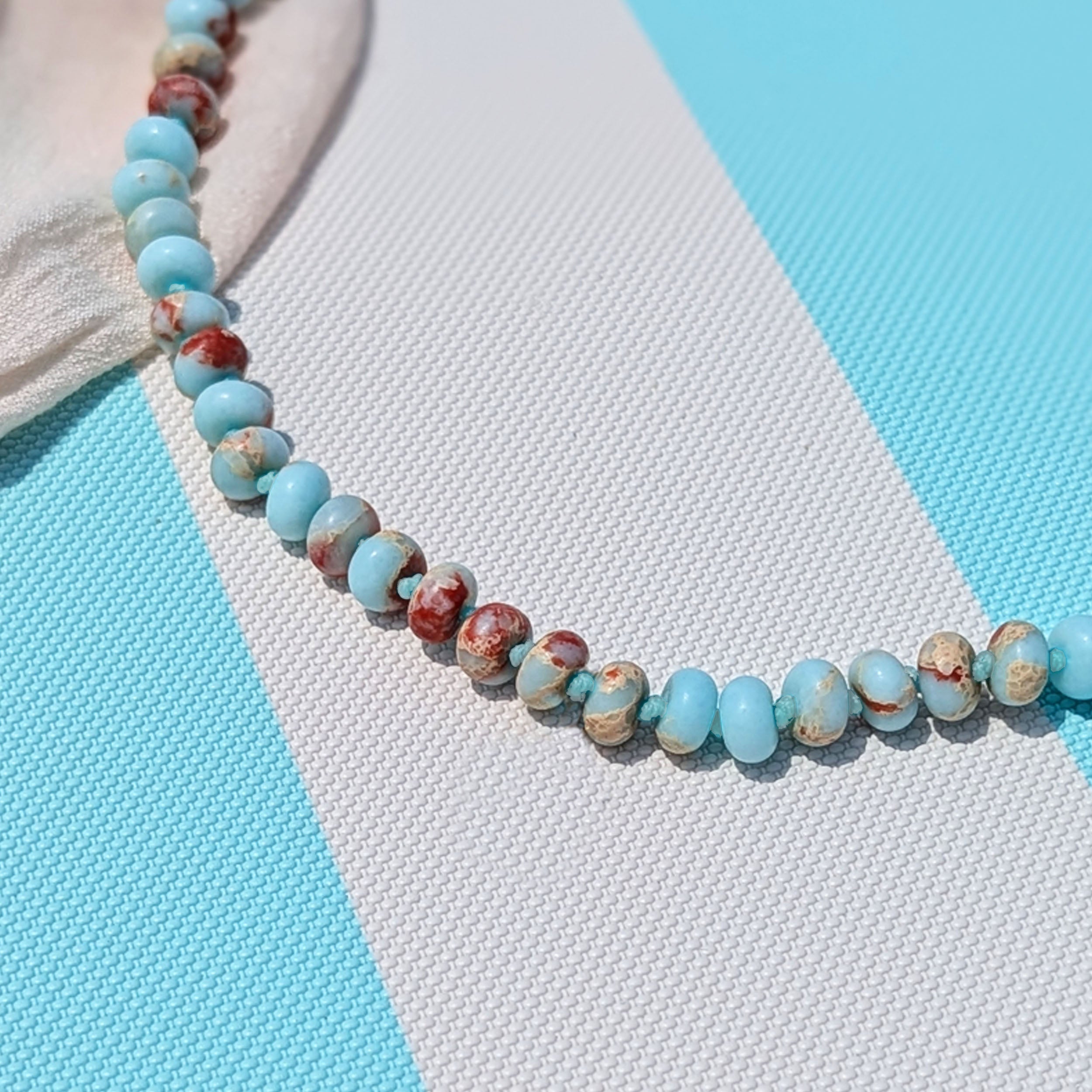 Gold Ocean Sea Foam Beaded Necklace