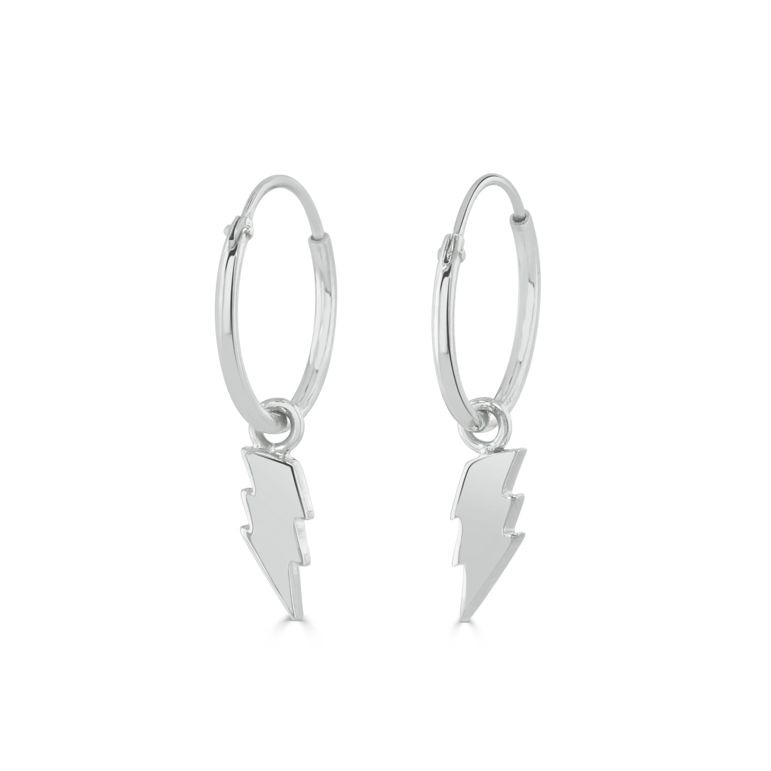 Silver Lightning Hoop Earrings