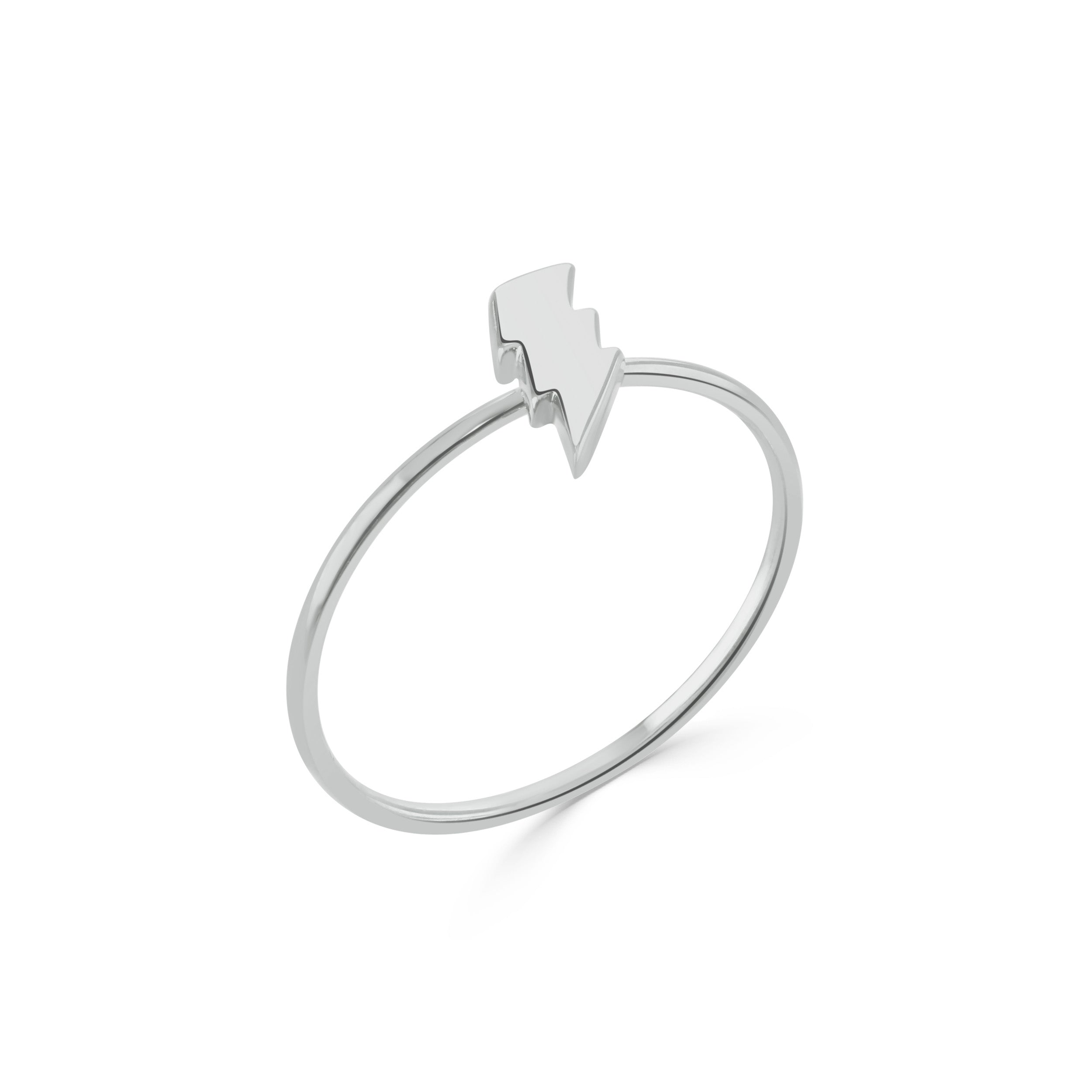 Silver Lightning Stacking Ring