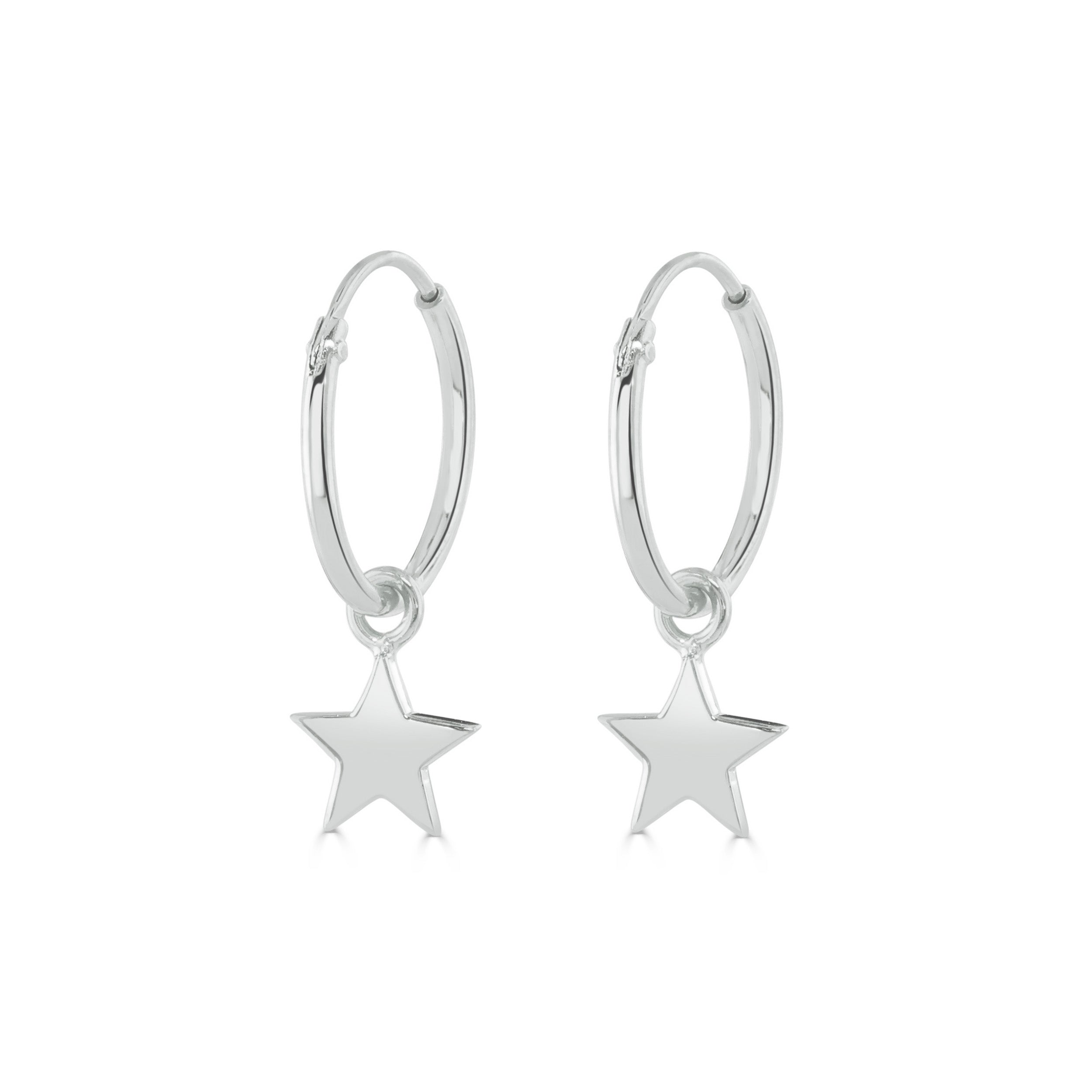 Silver Star Hoop Earrings