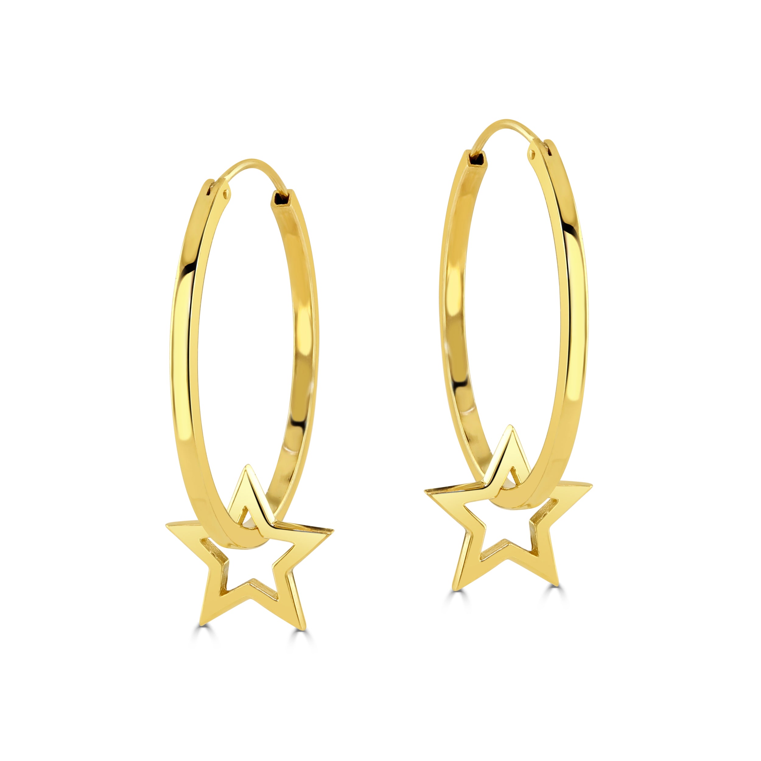 Gold Star Hoop Earrings