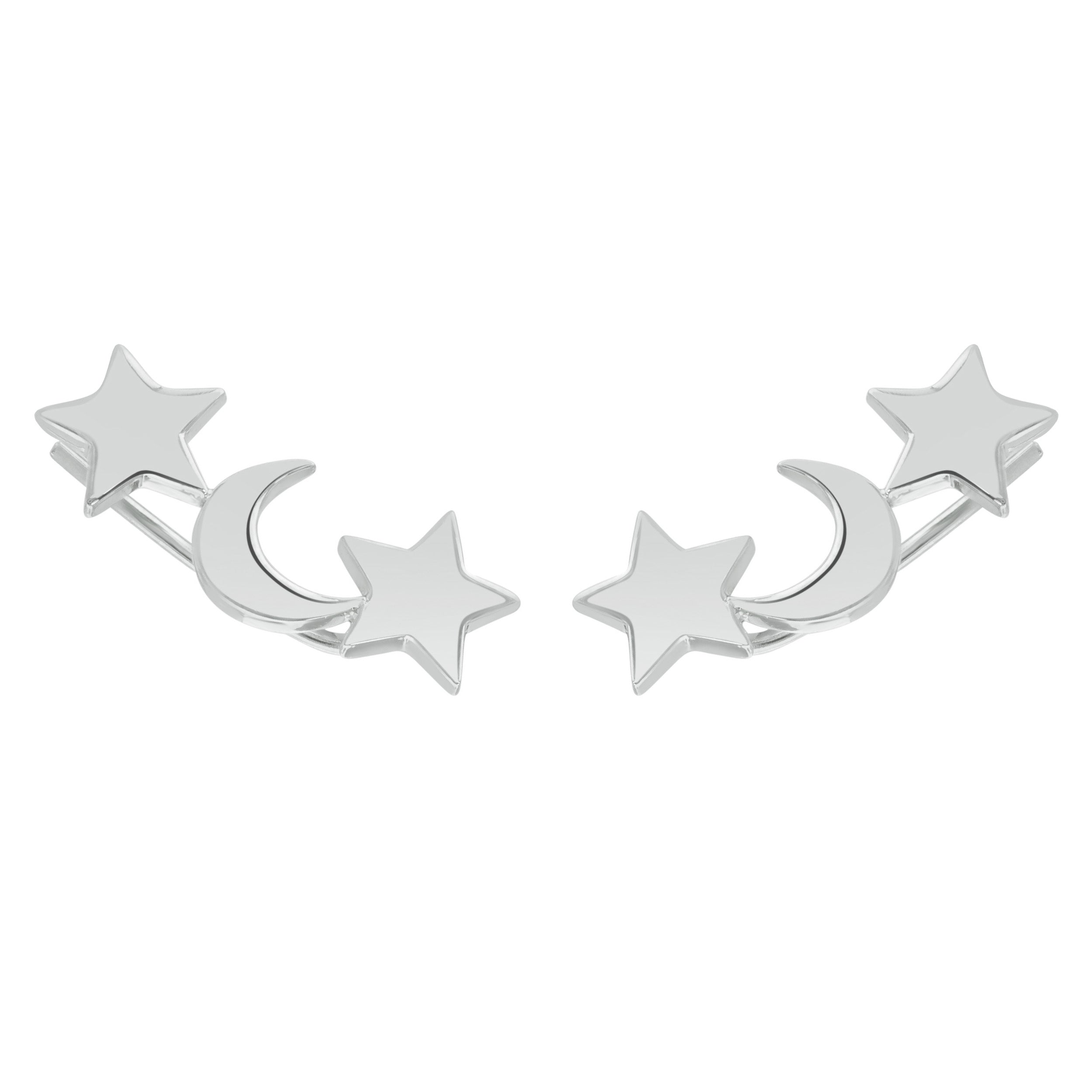 Silver Moon & Star Ear Climbers