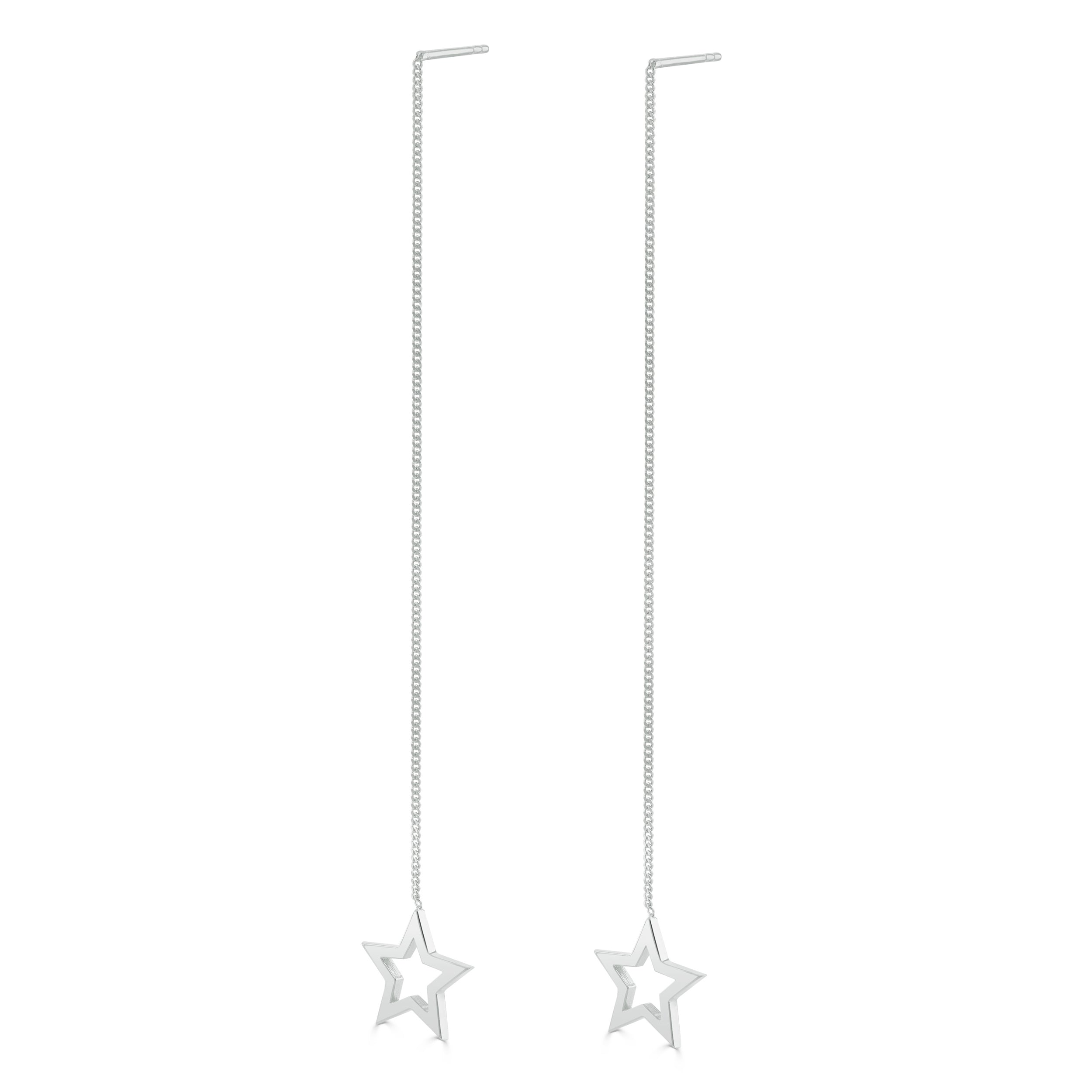 Silver Star Threader Earrings