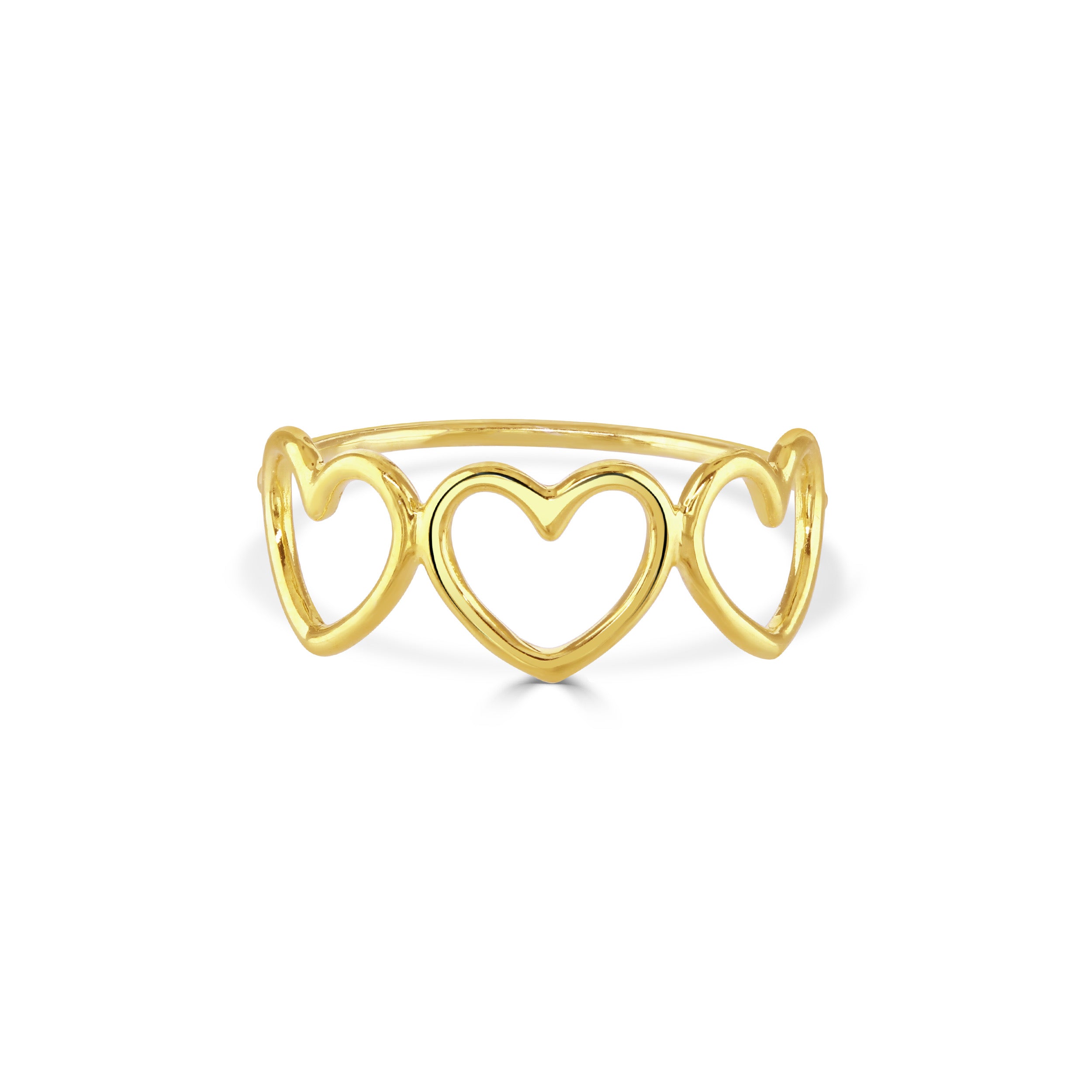 Gold Three Heart Ring