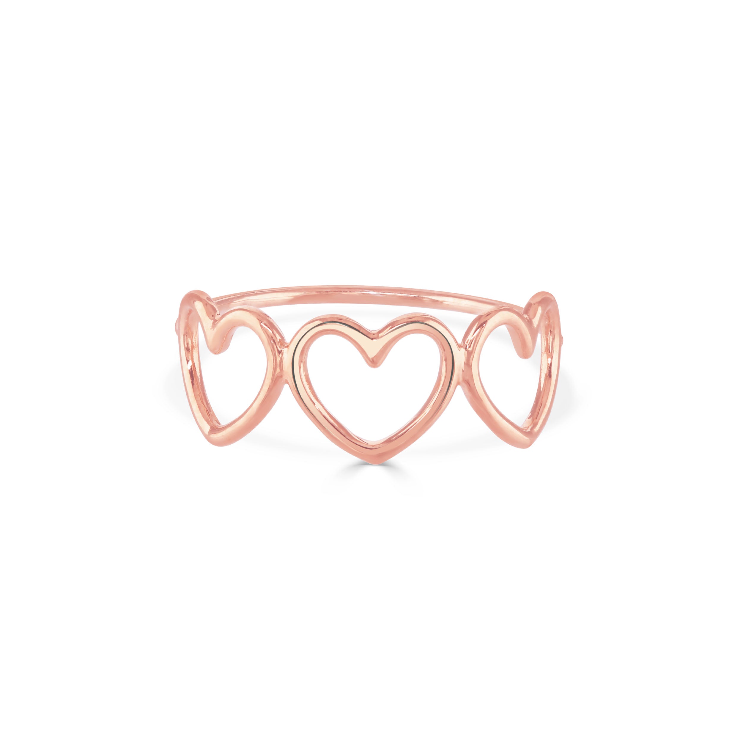 Rose Gold Three Heart Ring