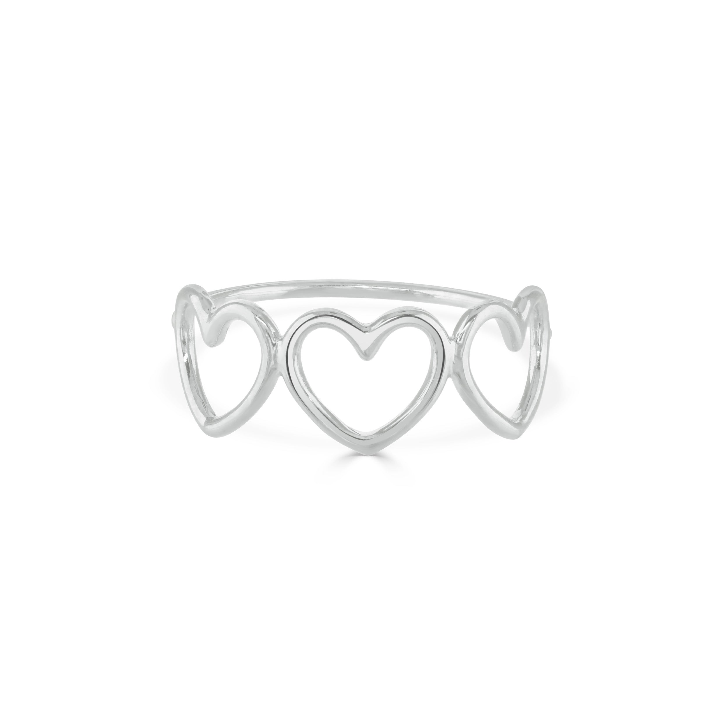 Silver Three Heart Ring