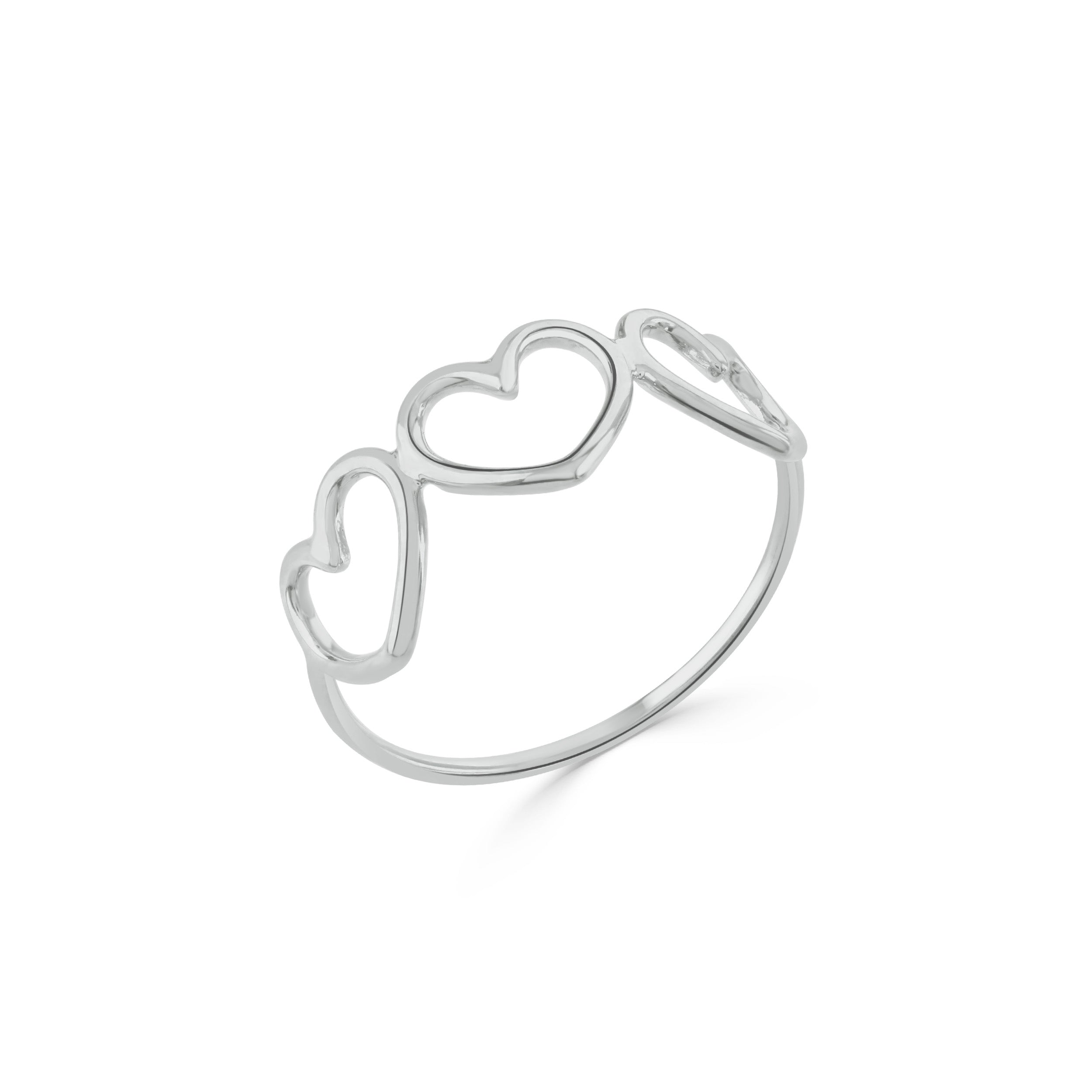 Silver Three Heart Ring