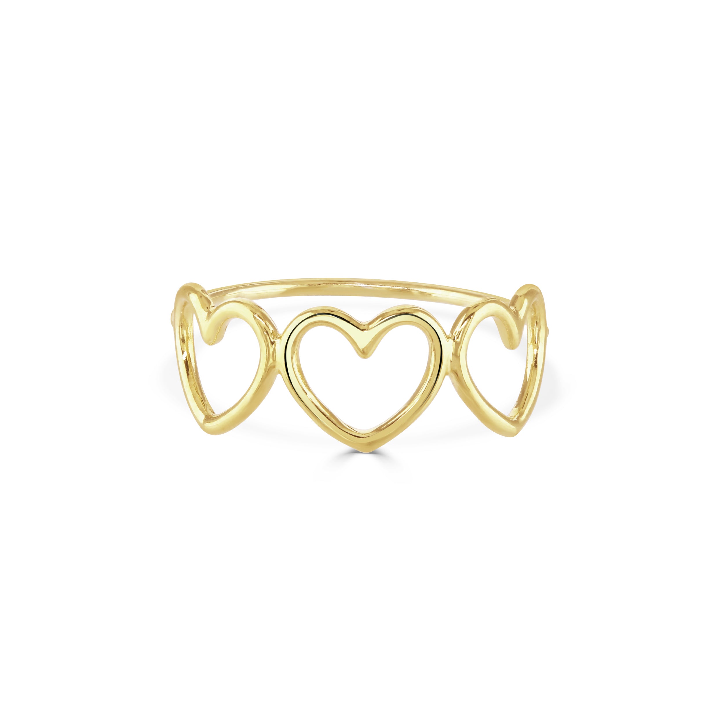 Solid Yellow Gold Multi Heart Ring