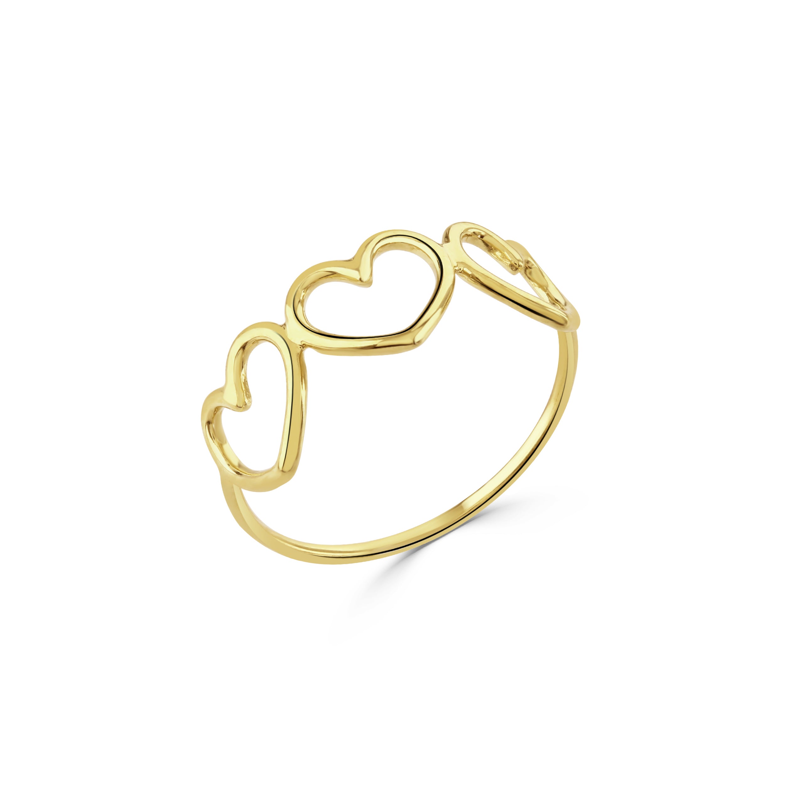 Solid Yellow Gold Multi Heart Ring