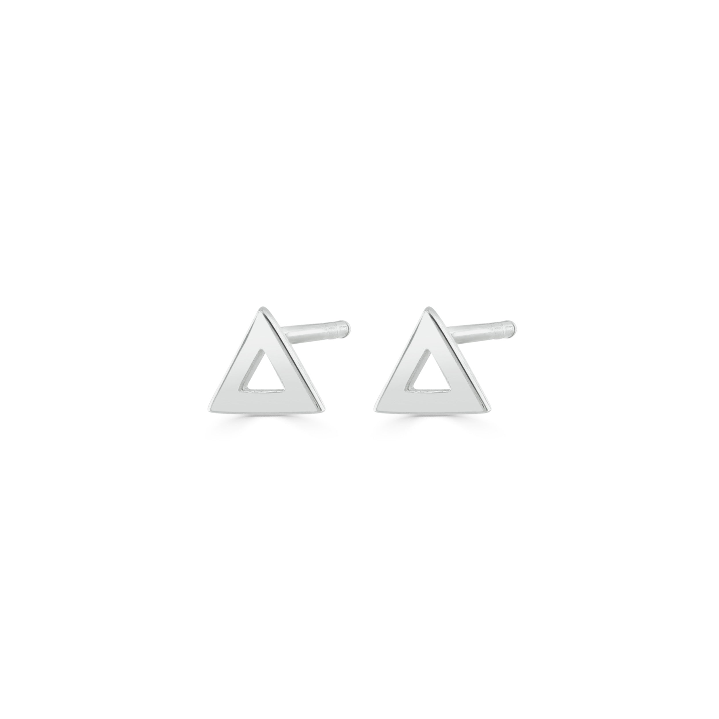 Silver Triangle Stud Earrings