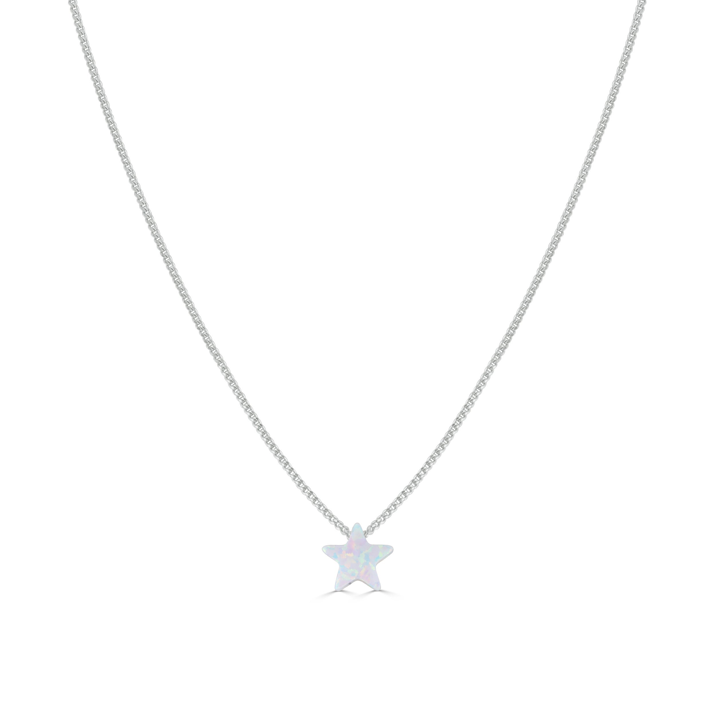 White Opal Star Necklace Silver