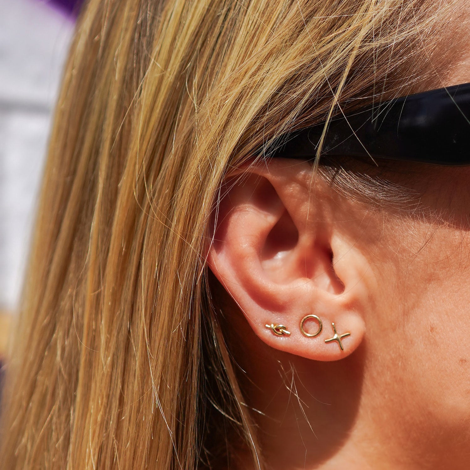 Gold Written X O Stud Earrings