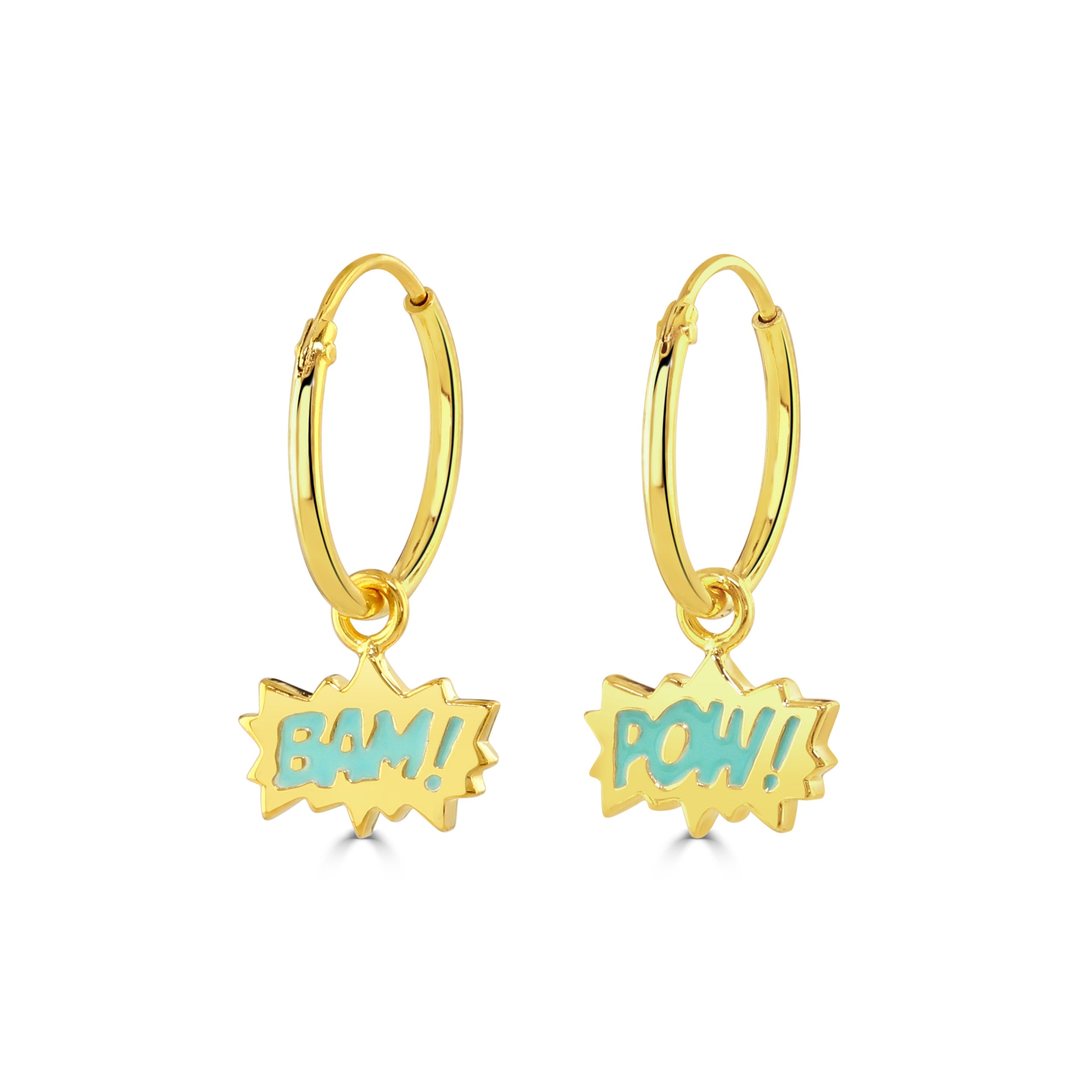 Gold Bam! & Pow! Hoop Earrings