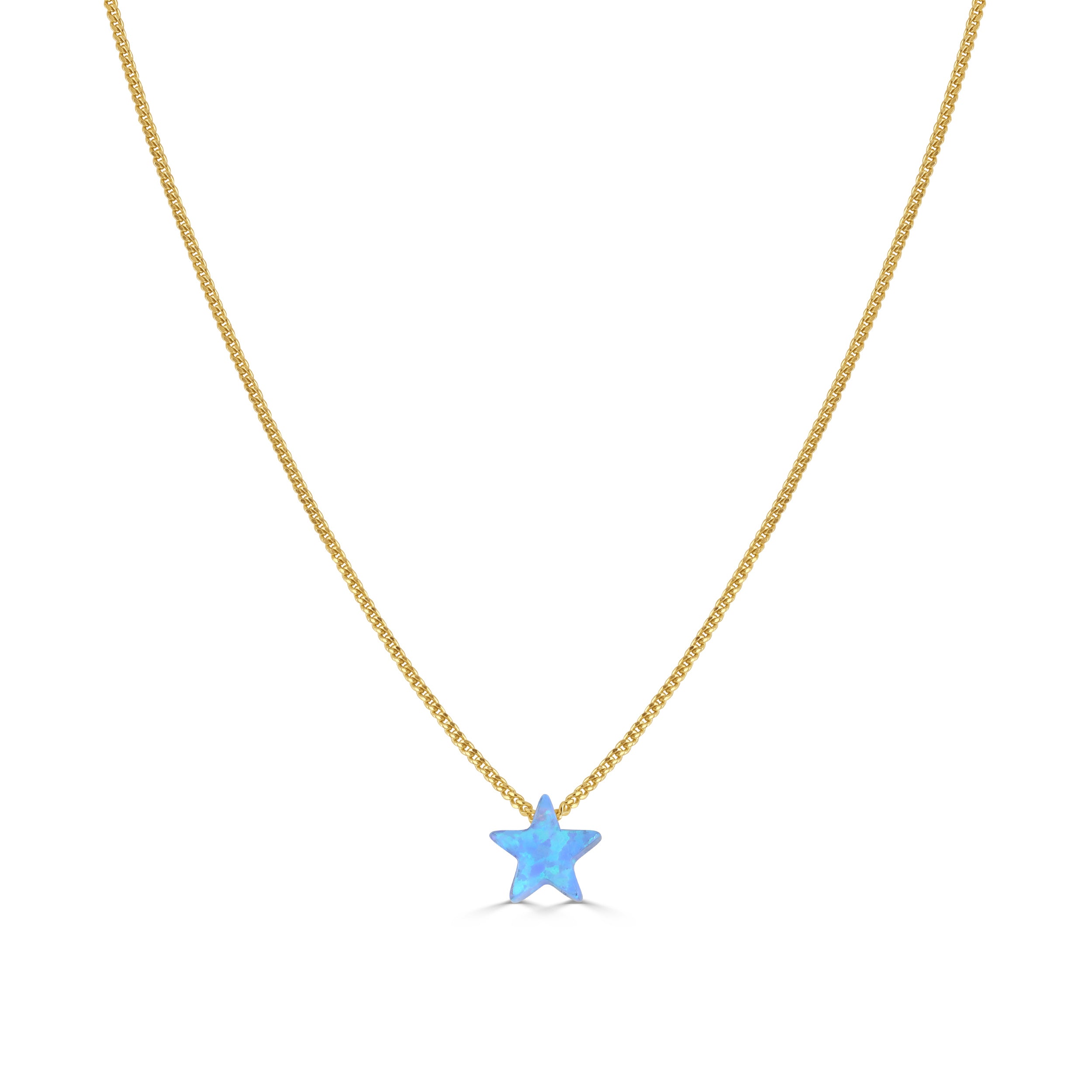 Blue Opal Star Necklace Gold