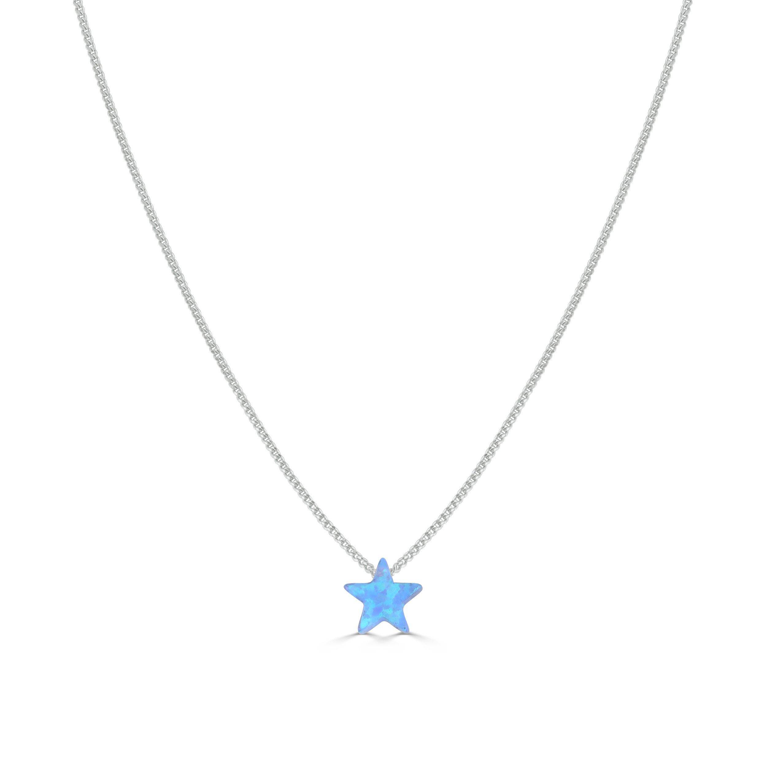 Blue Opal Star Necklace Silver