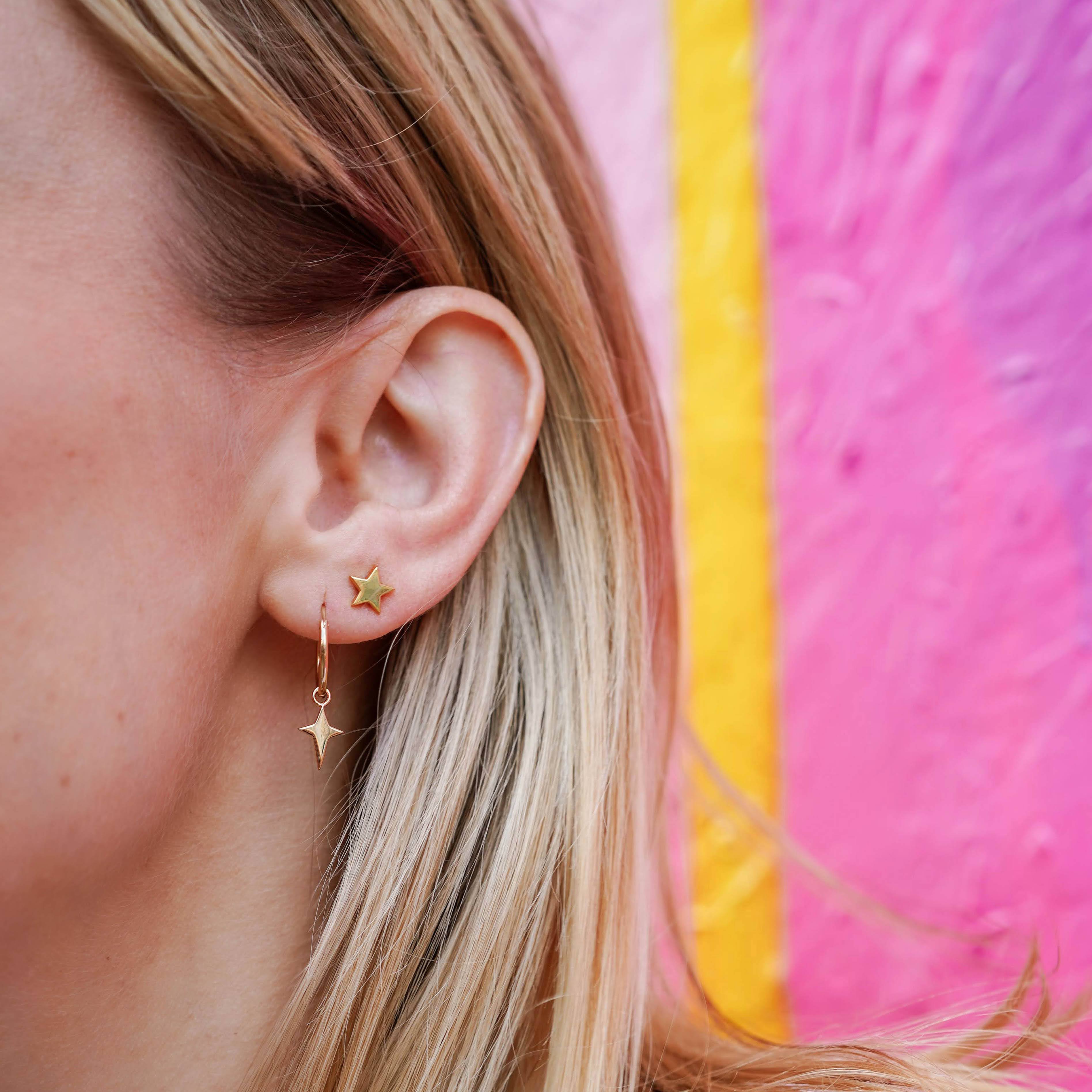 Gold Dreamy Star Hoop Earrings