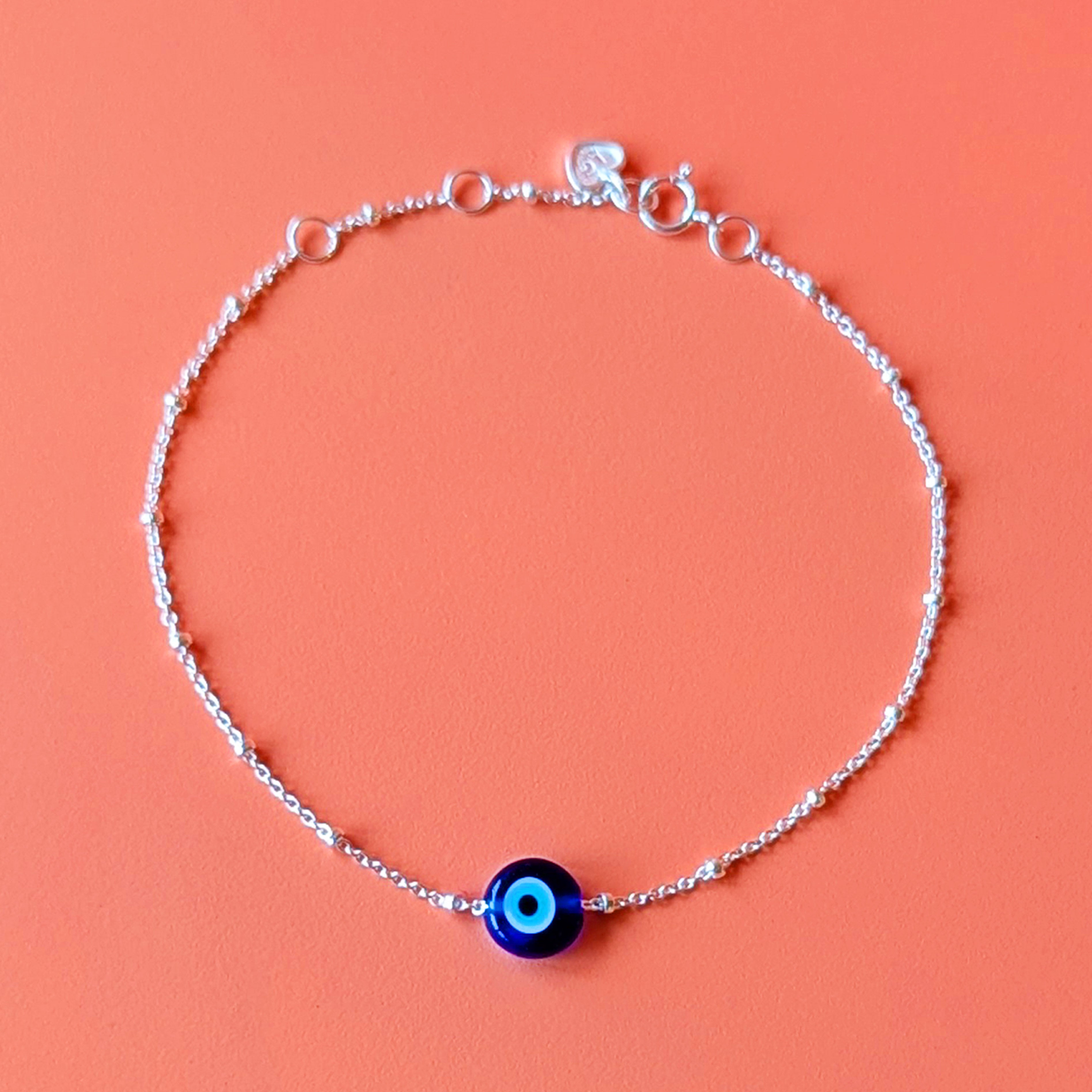 Silver Blue Evil Eye Bracelet