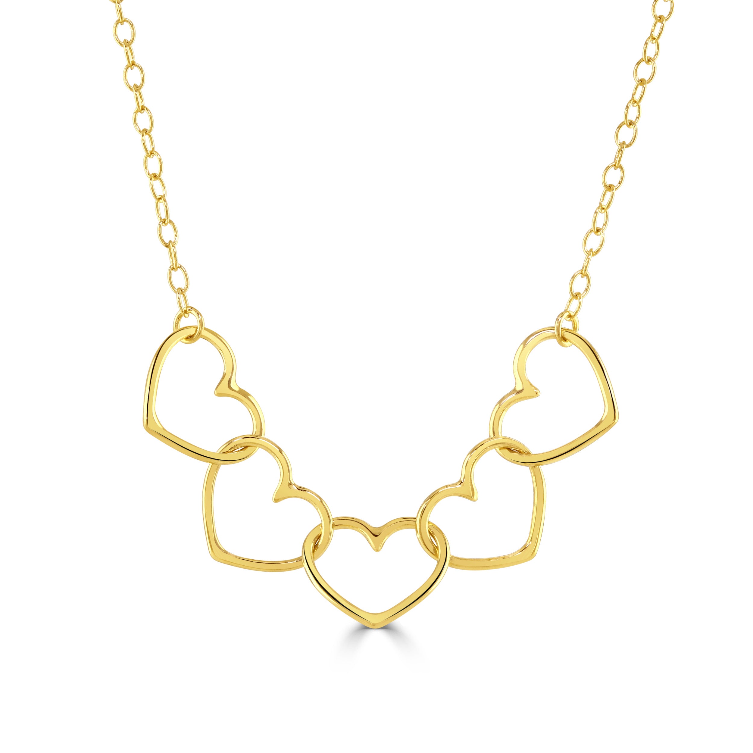Gold Five Heart Necklace