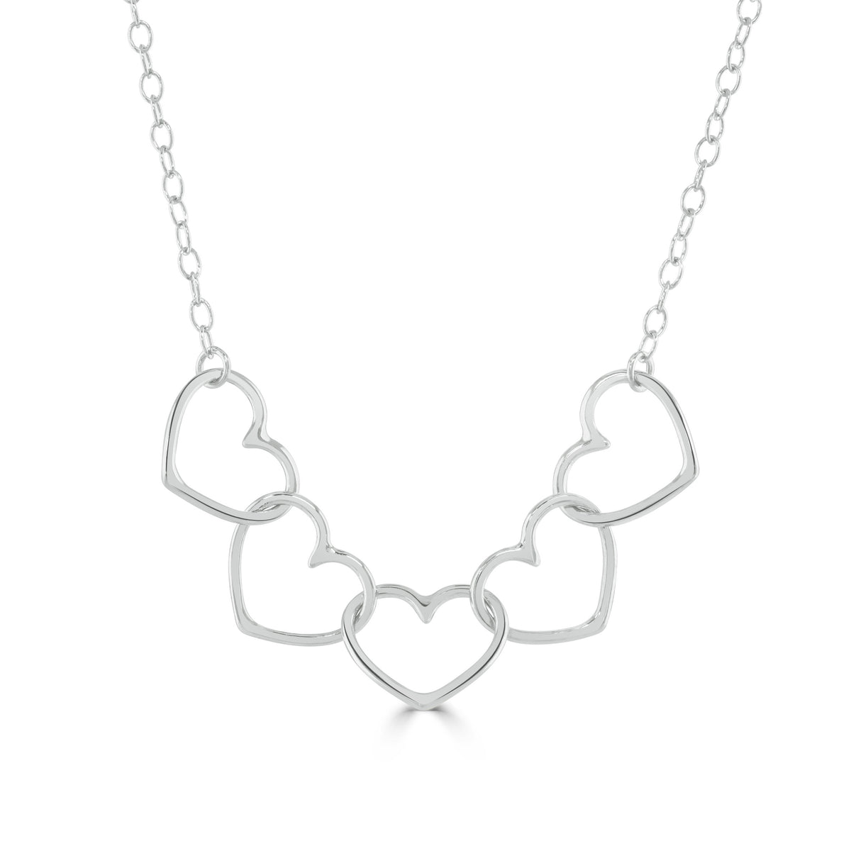 Silver Written Nicola 5 Heart Necklace