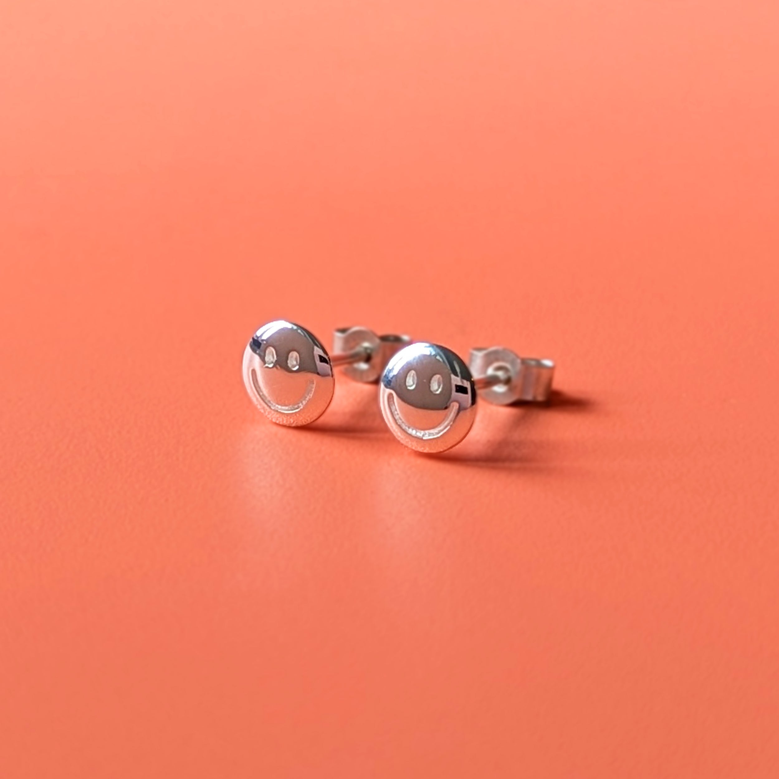 Happy Face Silver stud earrings