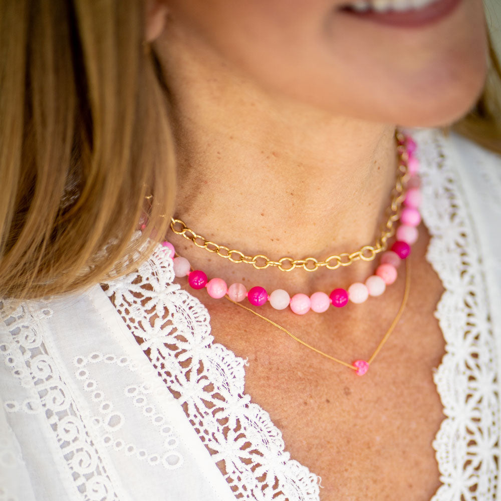 LOTM x LG Pink Beaded Necklace
