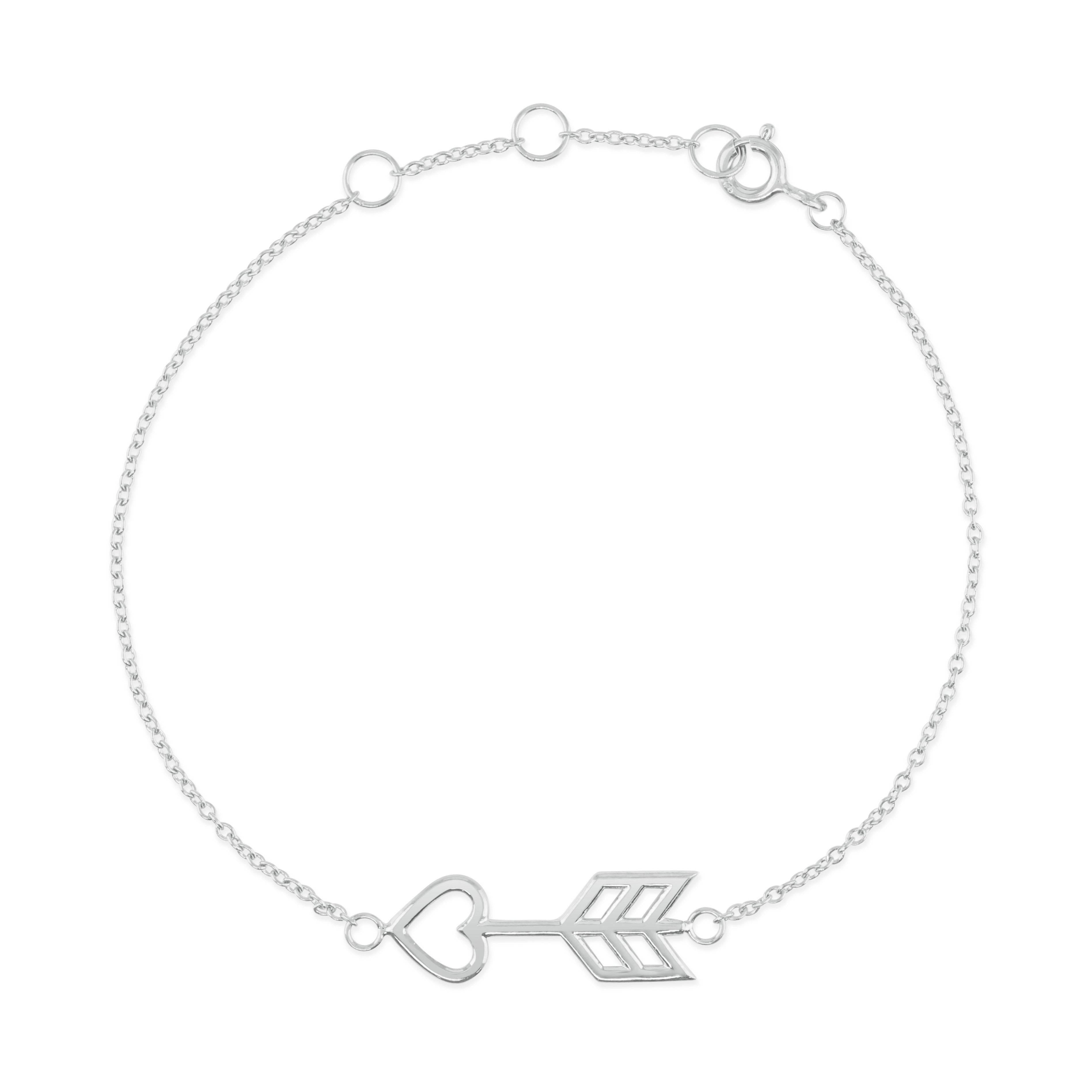 Silver heart arrow bracelet