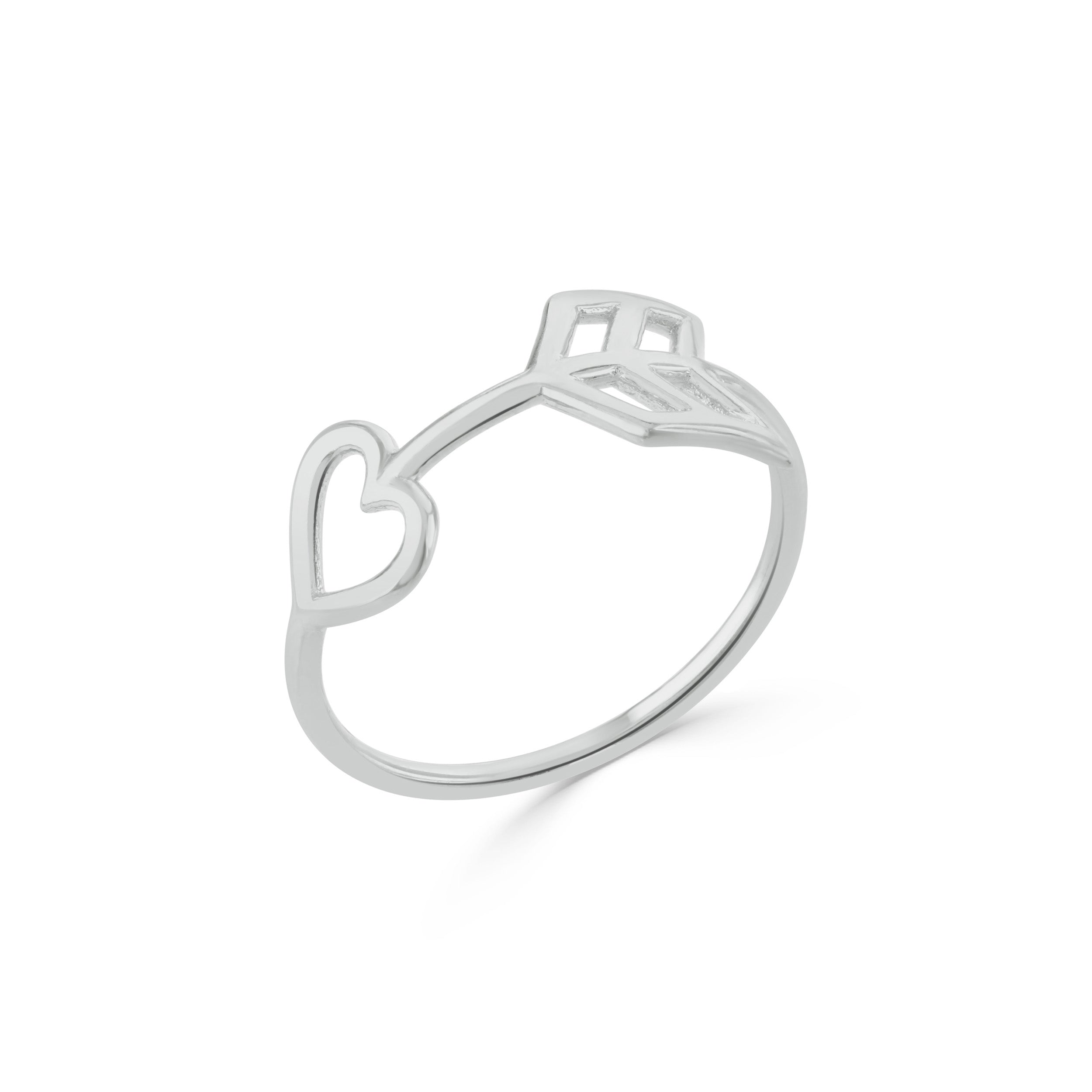 Silver Heart Arrow Ring