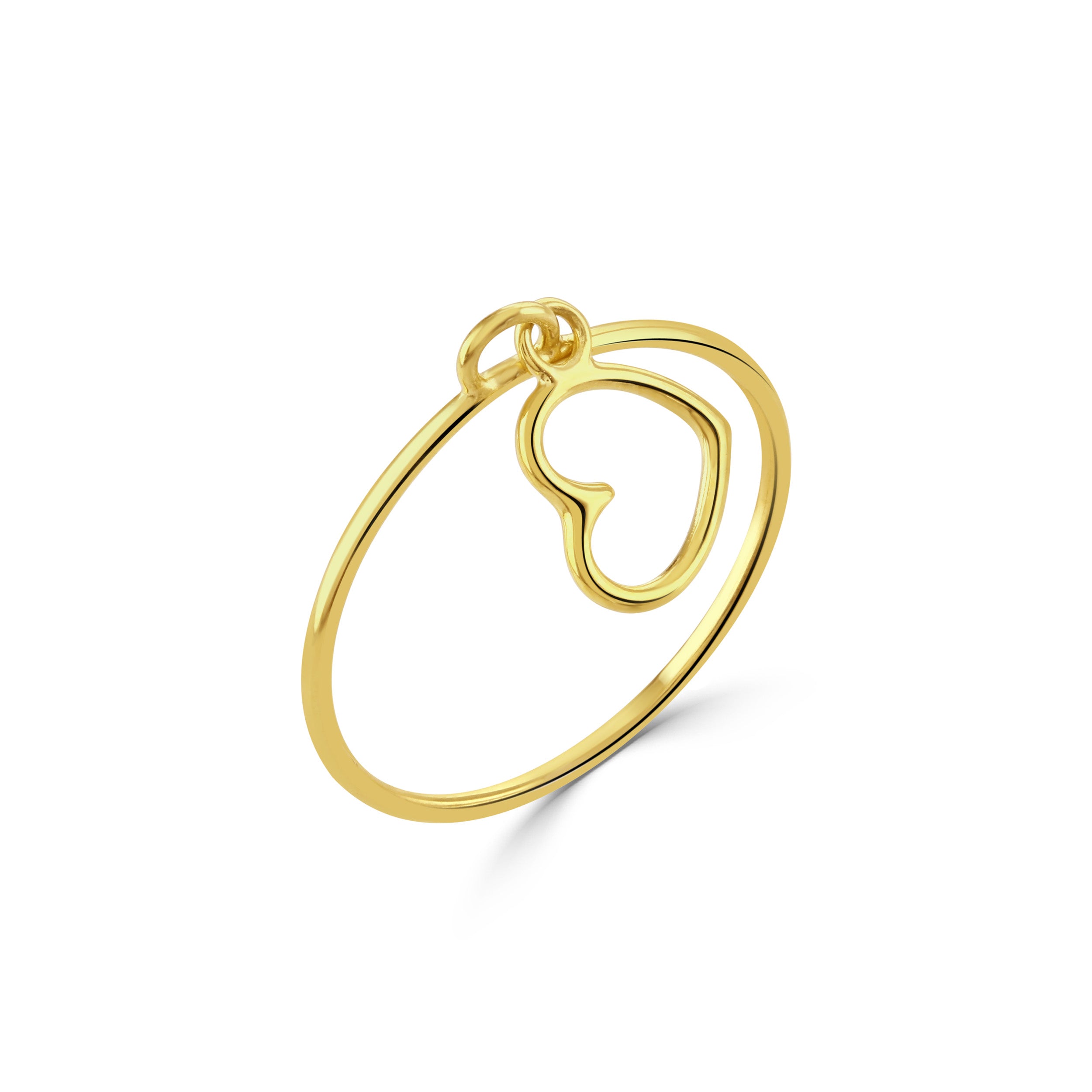 Gold Heart Charm Ring