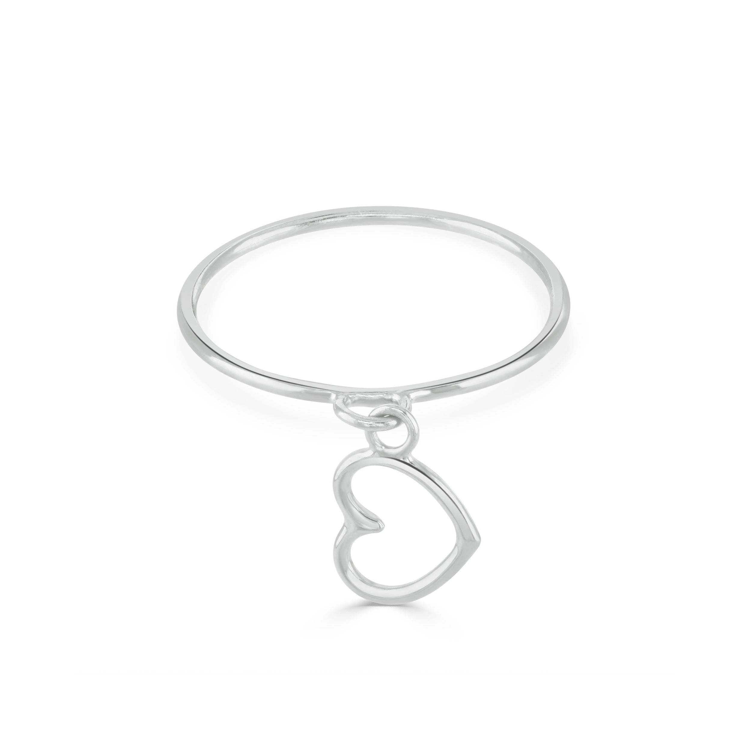 Silver Heart Charm Ring