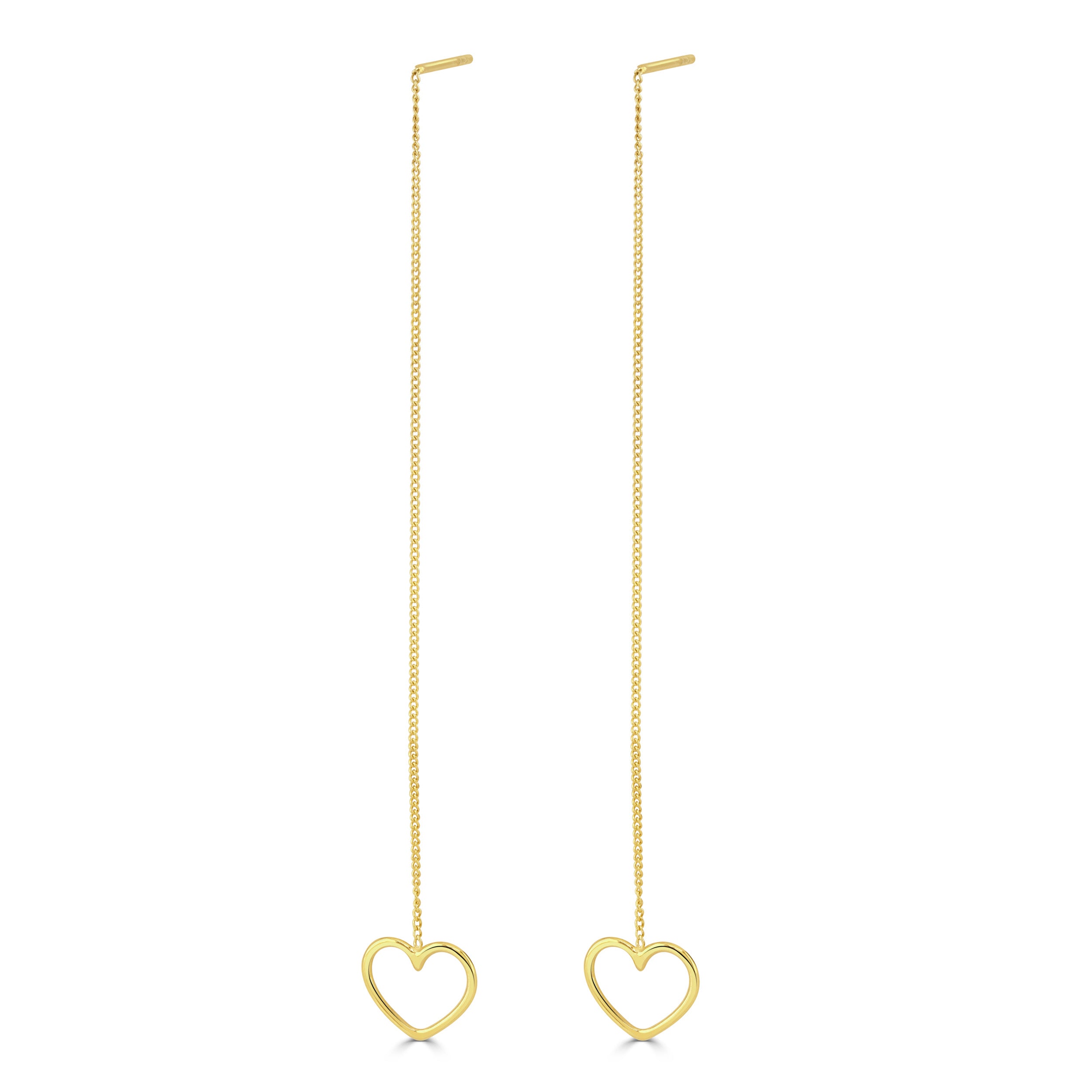 Gold Heart Thread Through Earrings