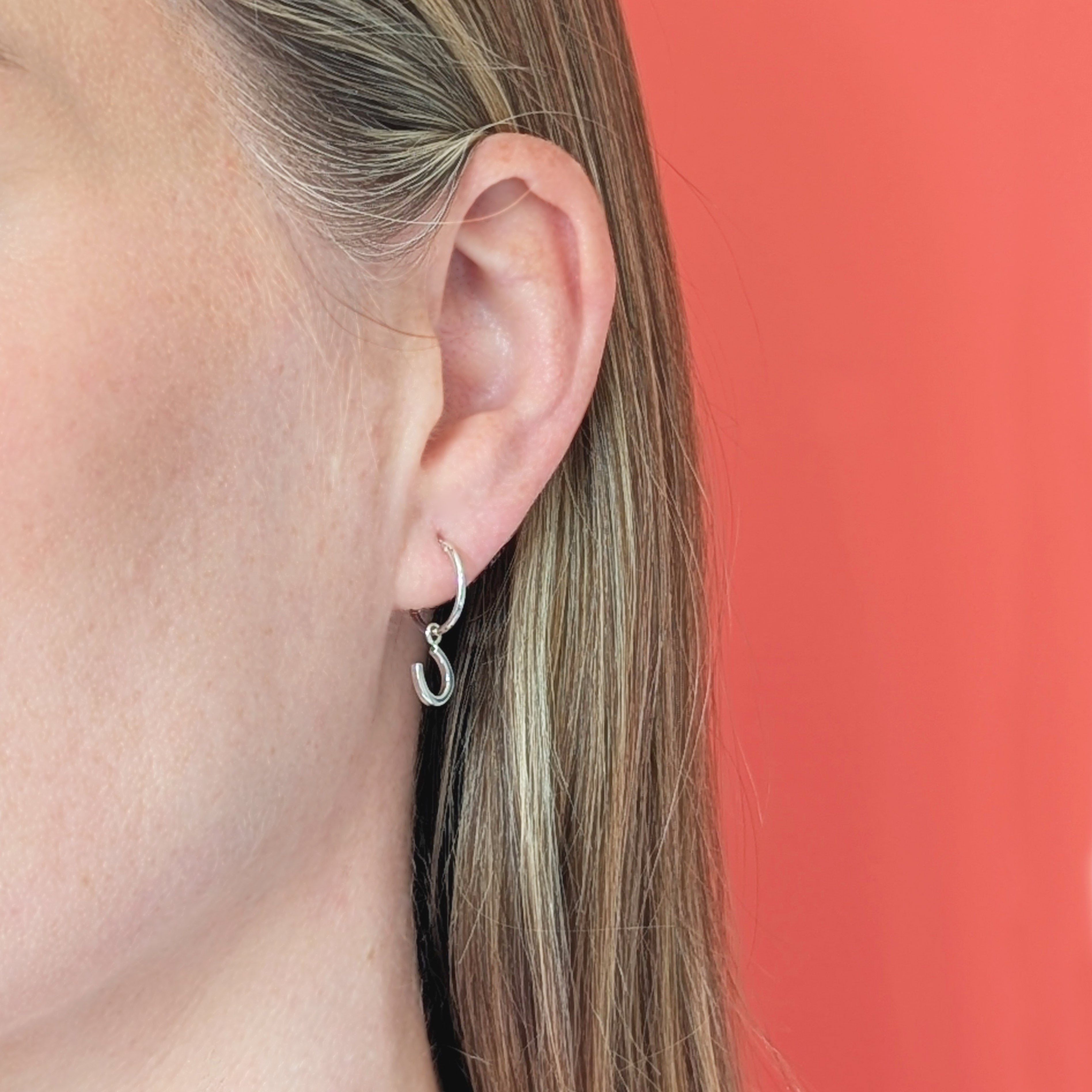 Silver Dainty Lucky Horseshoe Hoop Earrings