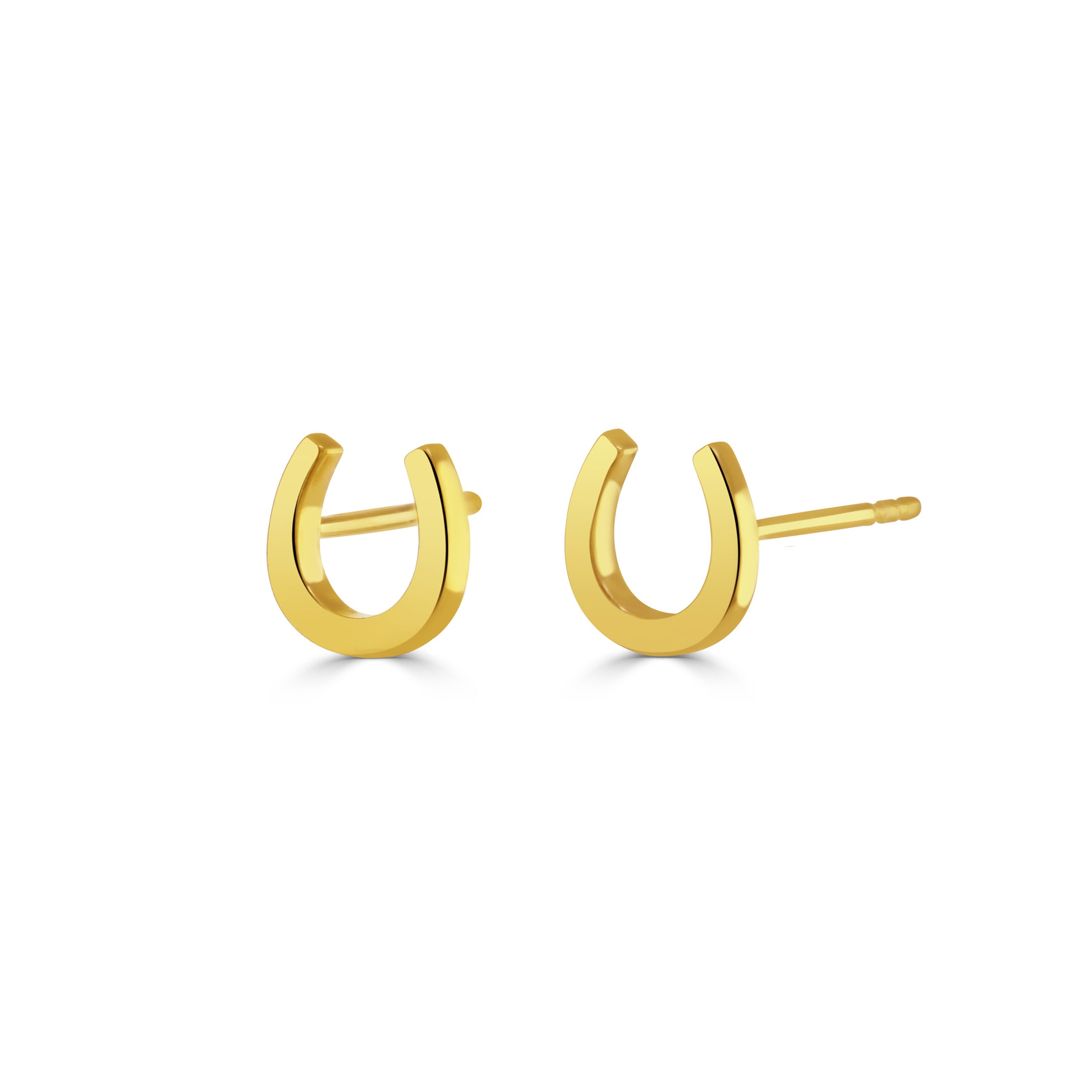Gold Lucky Horseshoe Stud Earrings