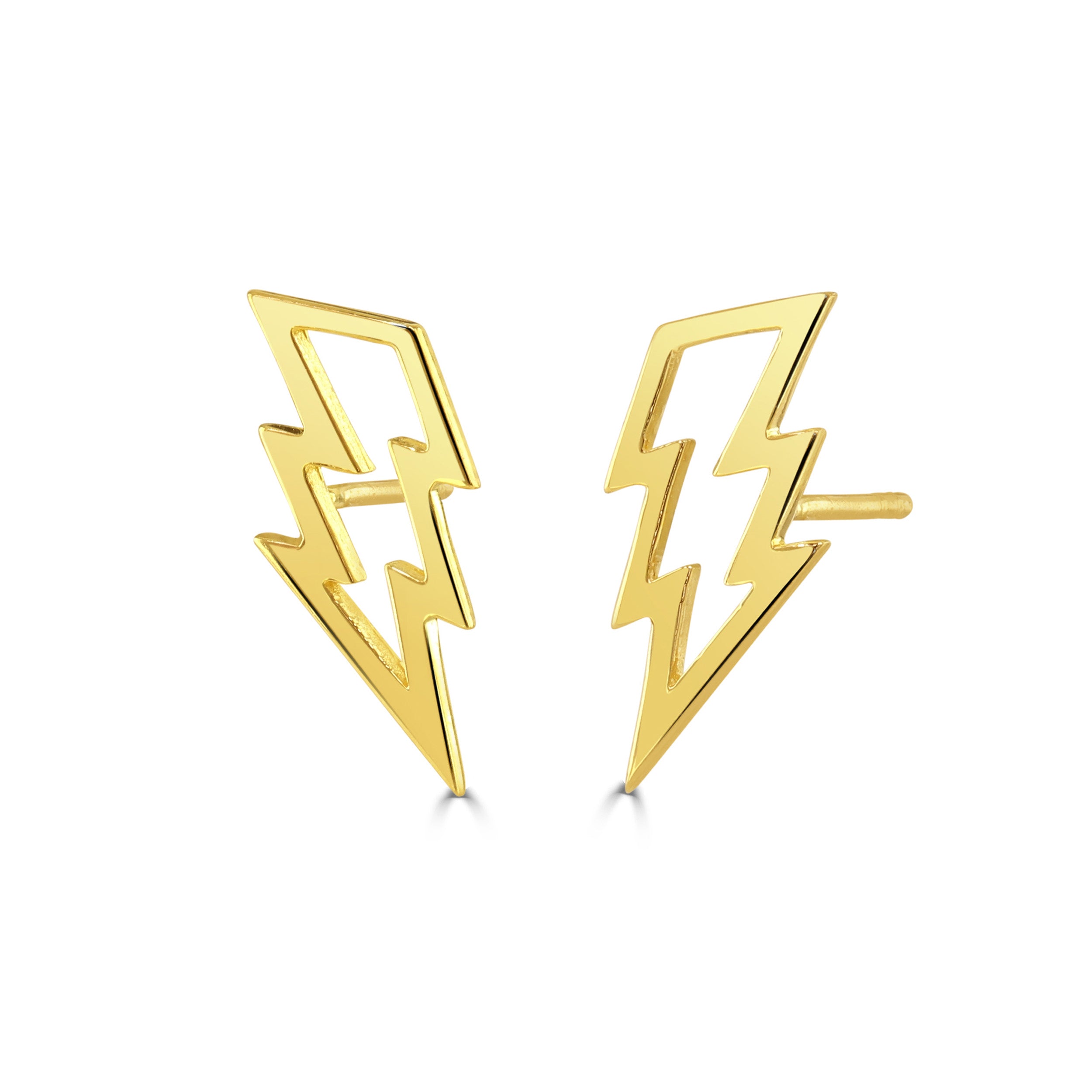 Gold Lightning Stud Earrings