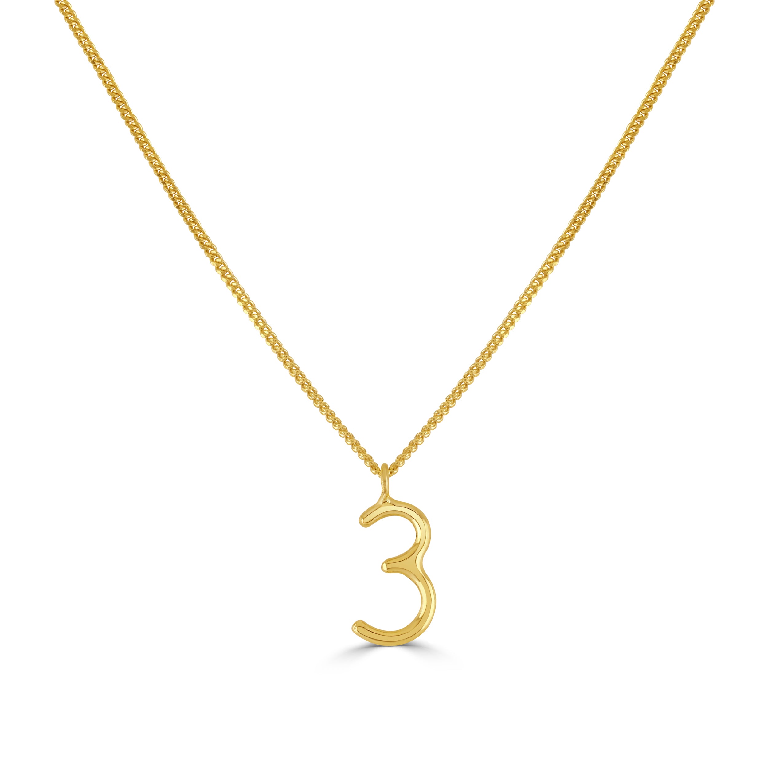 Gold Number 3 Necklace