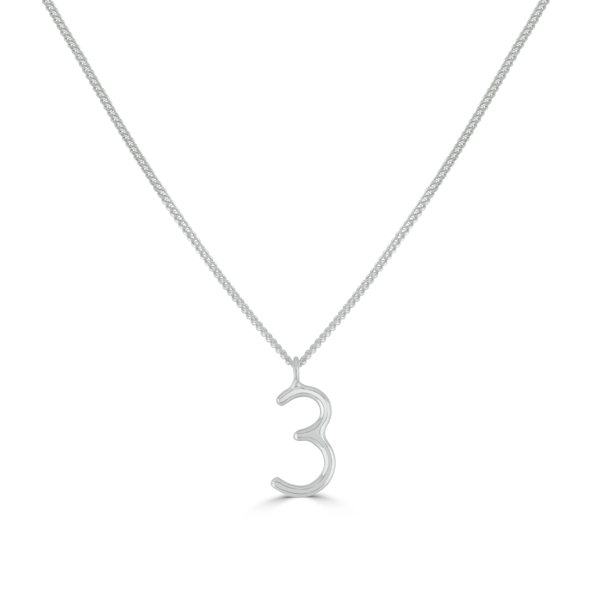 Silver Number 3 Necklace