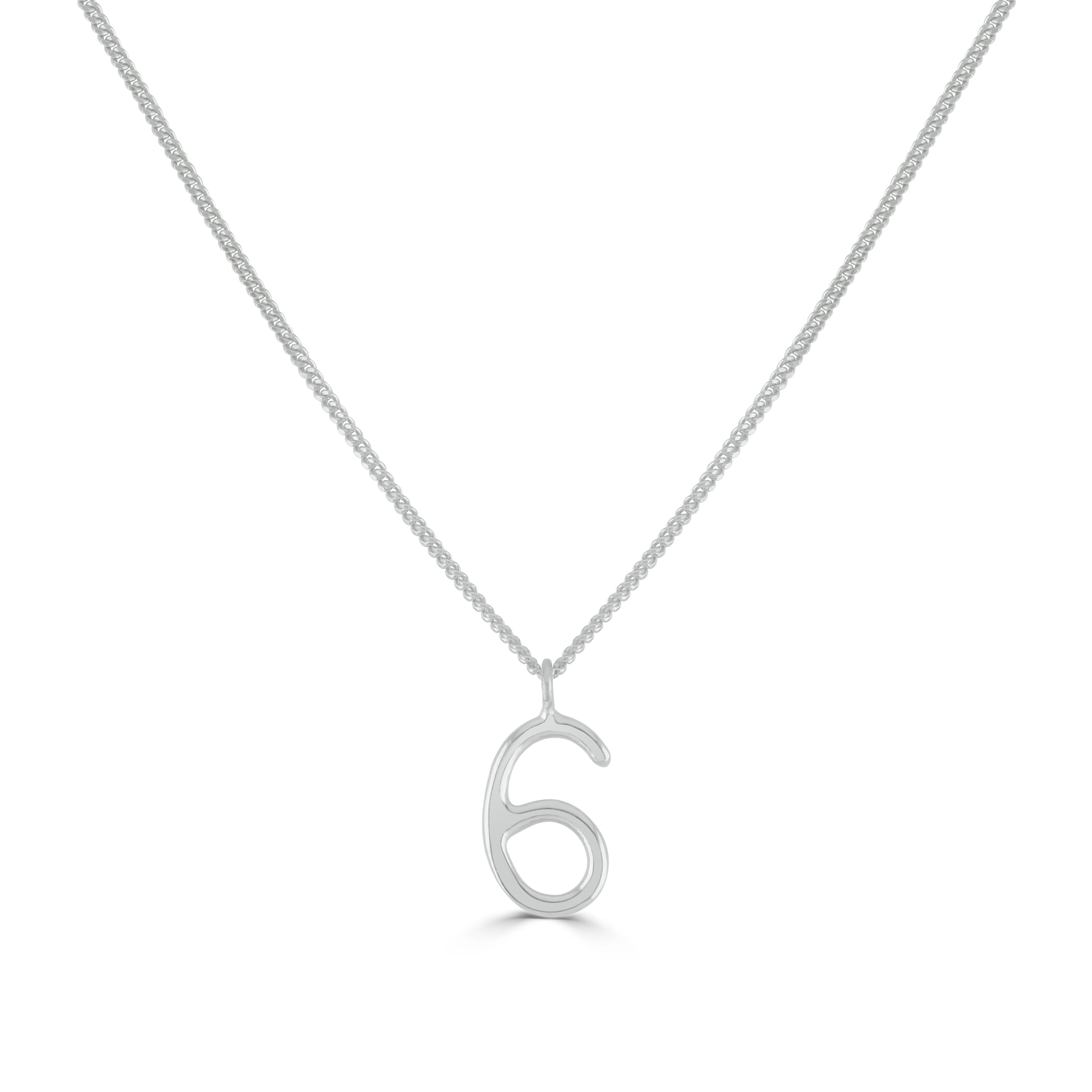 Silver Number 6 Necklace
