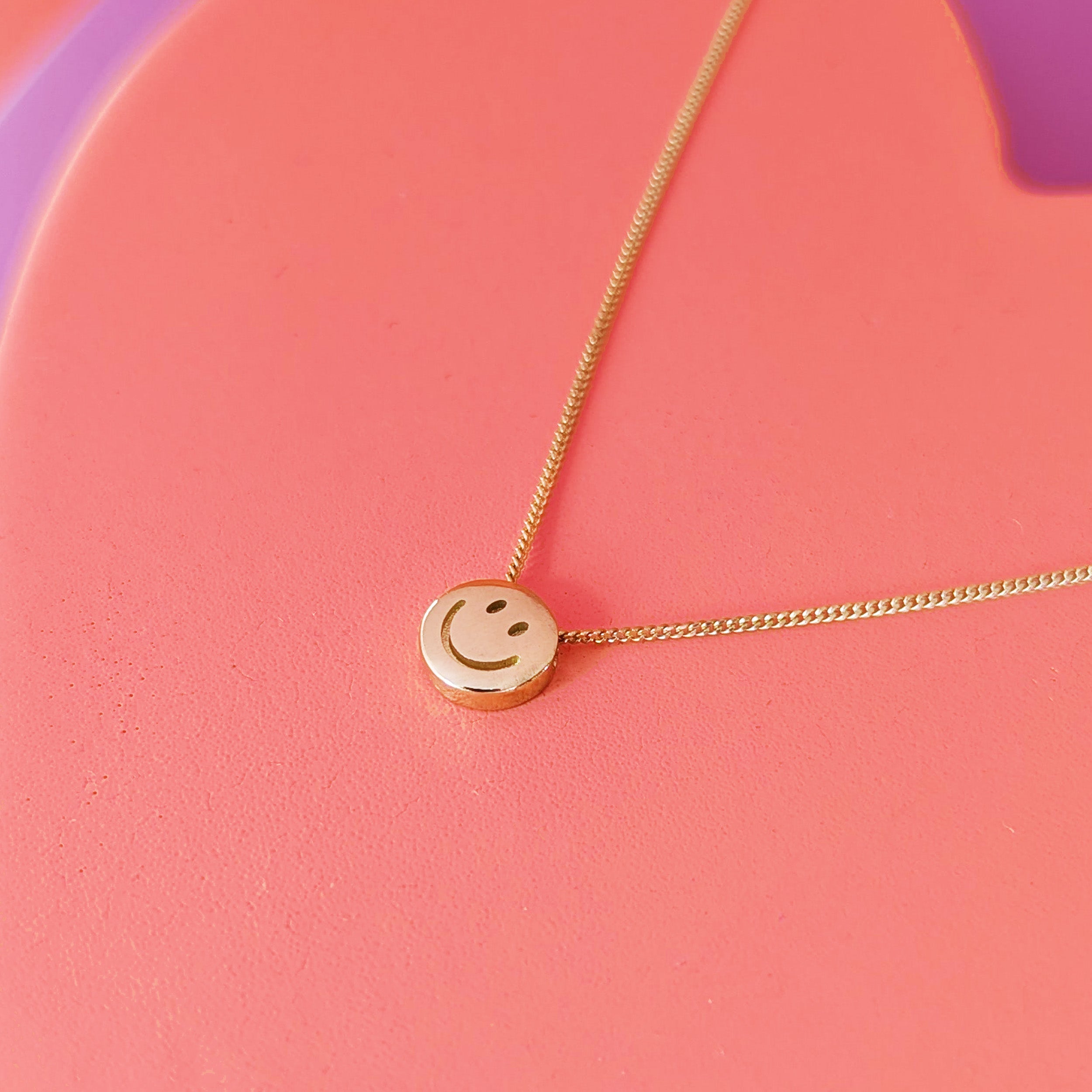 Gold Mini Happy Face Necklace