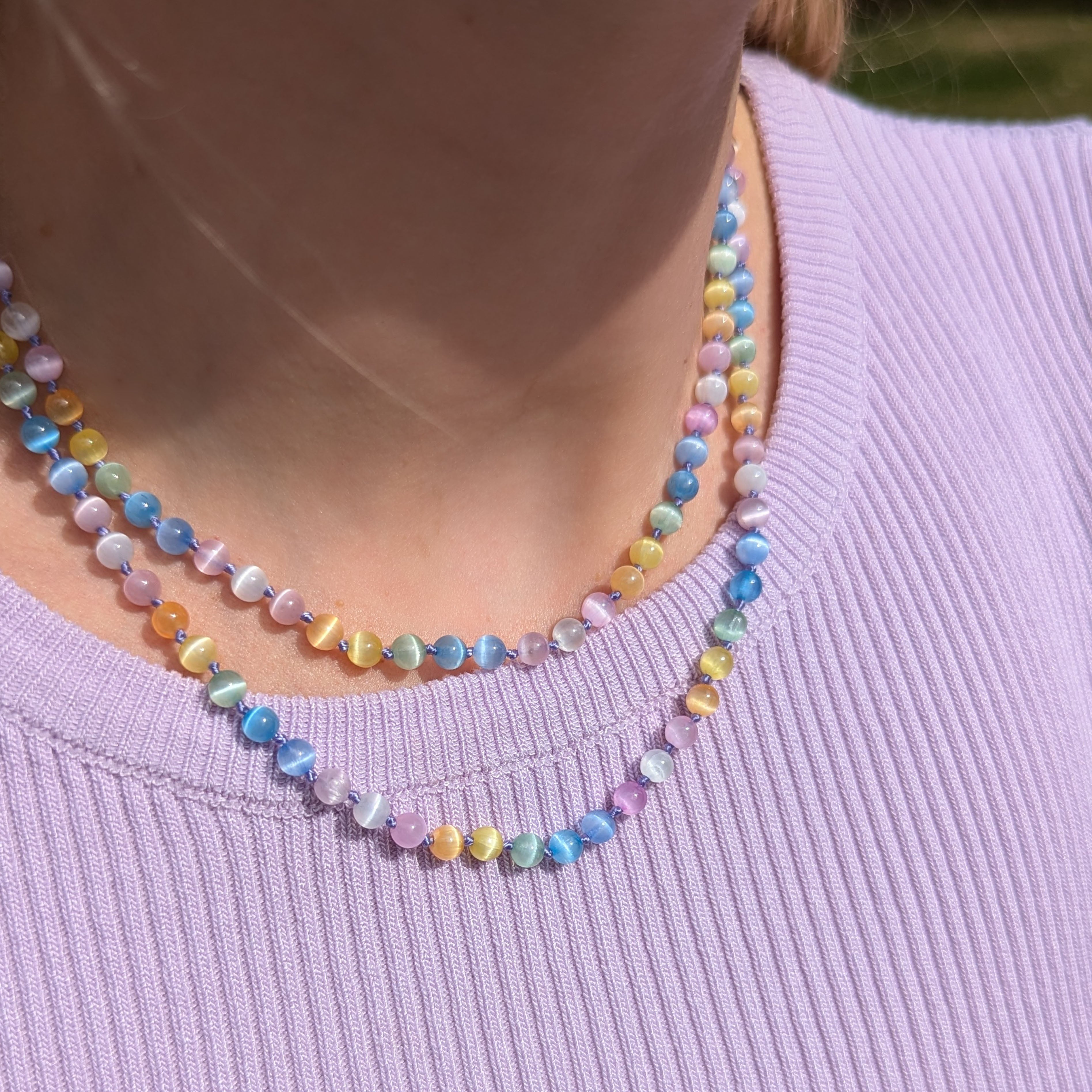 Two layered Pastel Beaded Rainbow Necklaces