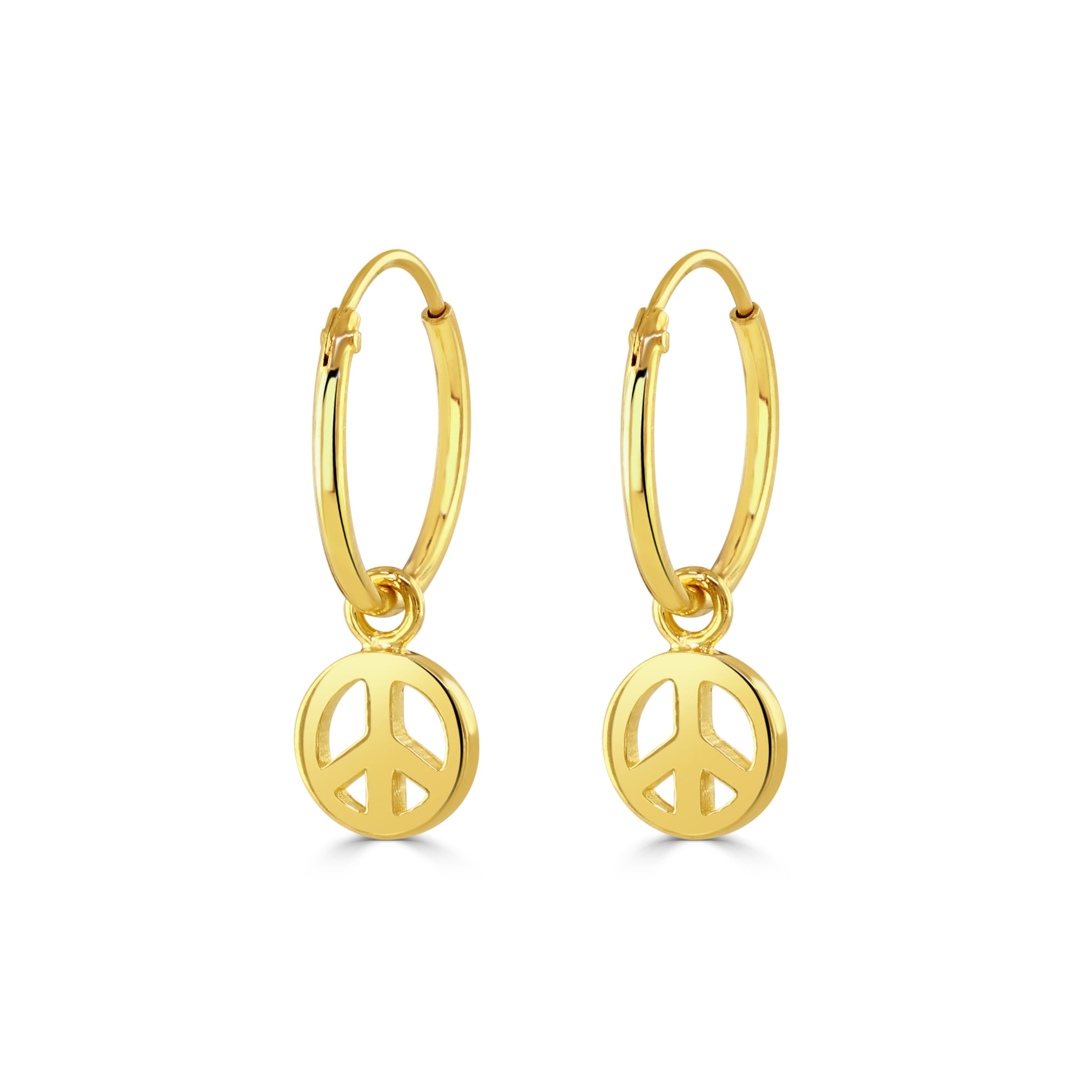 Gold Peace Hoop Earrings