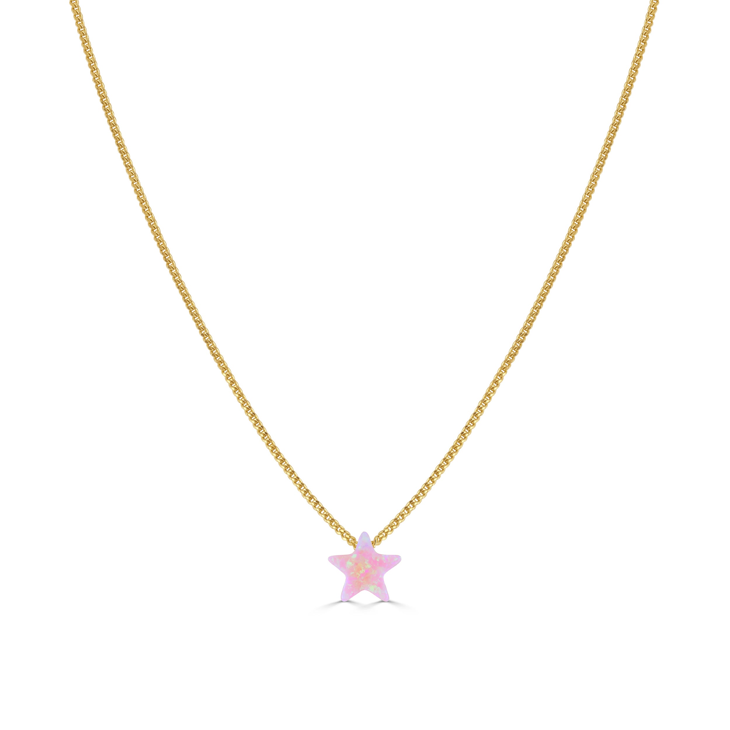 Pink Opal Star Necklace Gold