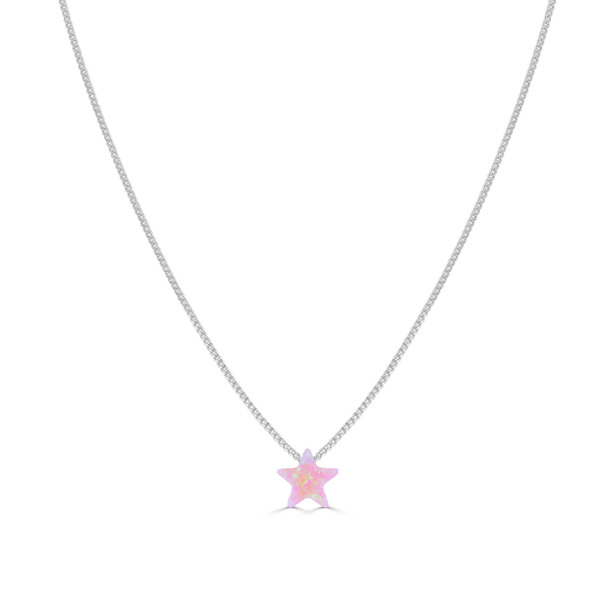 Pink Opal Star Necklace Silver