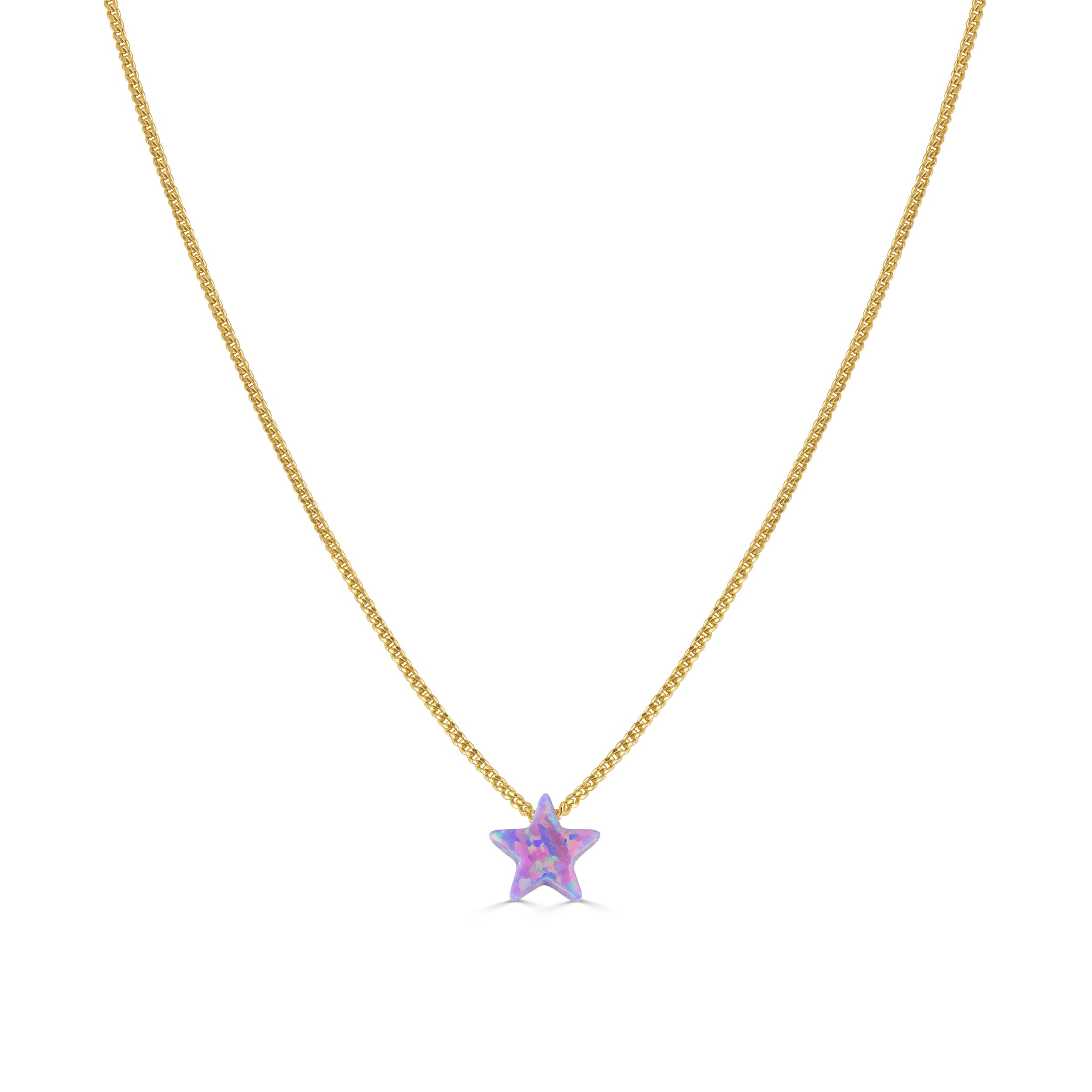 Purple Opal Star Necklace Gold