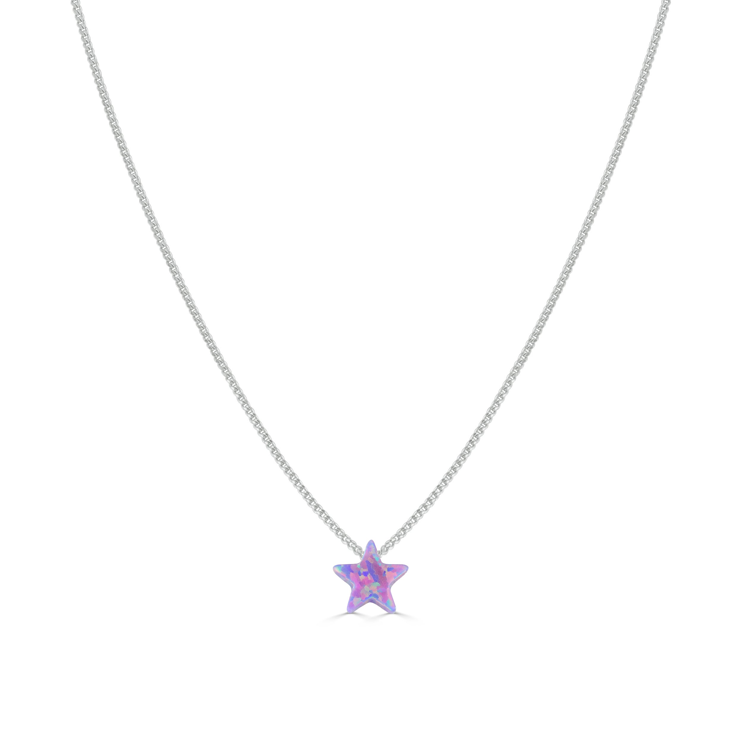 Purple Opal Star Necklace Silver