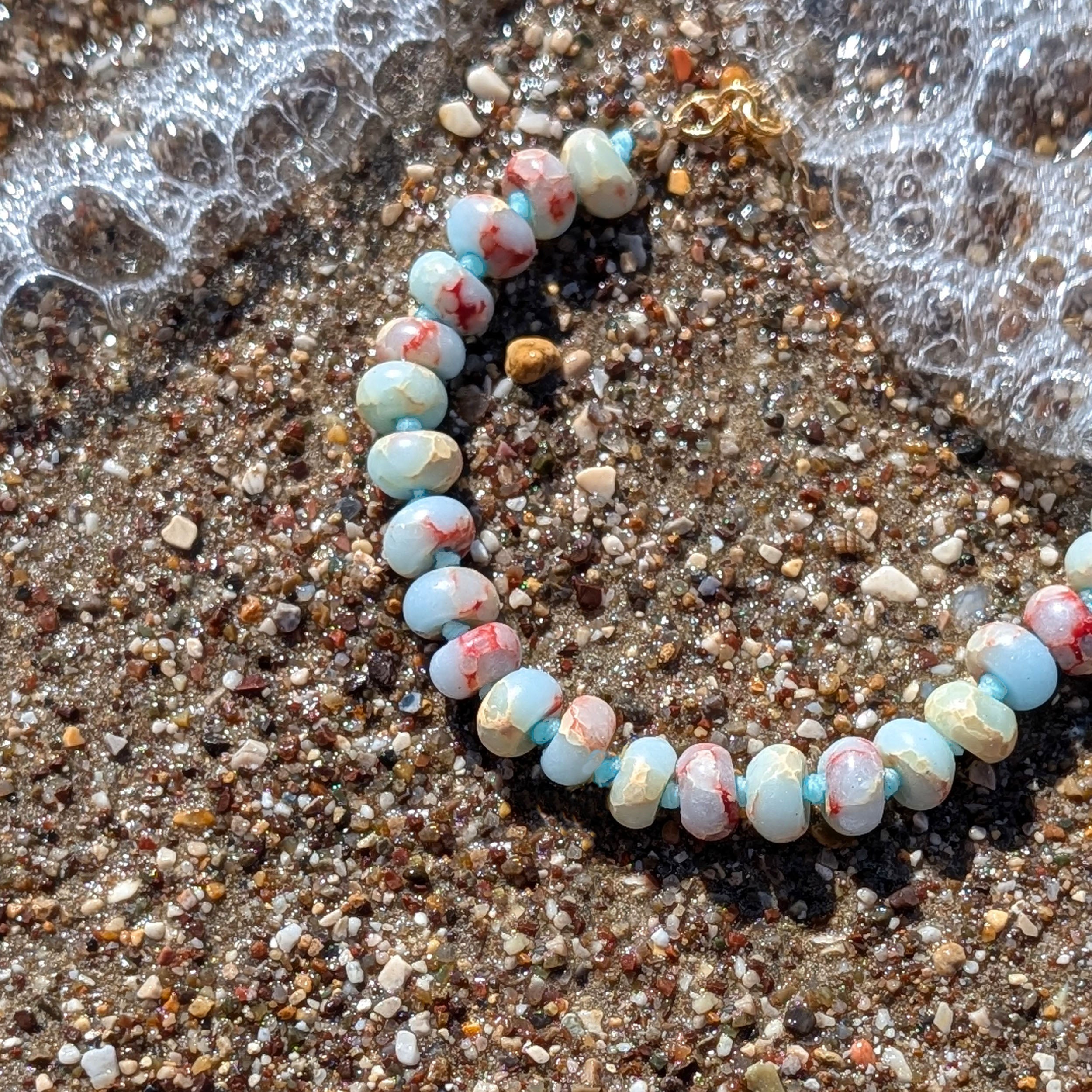 Silver Ocean Sea Foam Beaded Bracelet