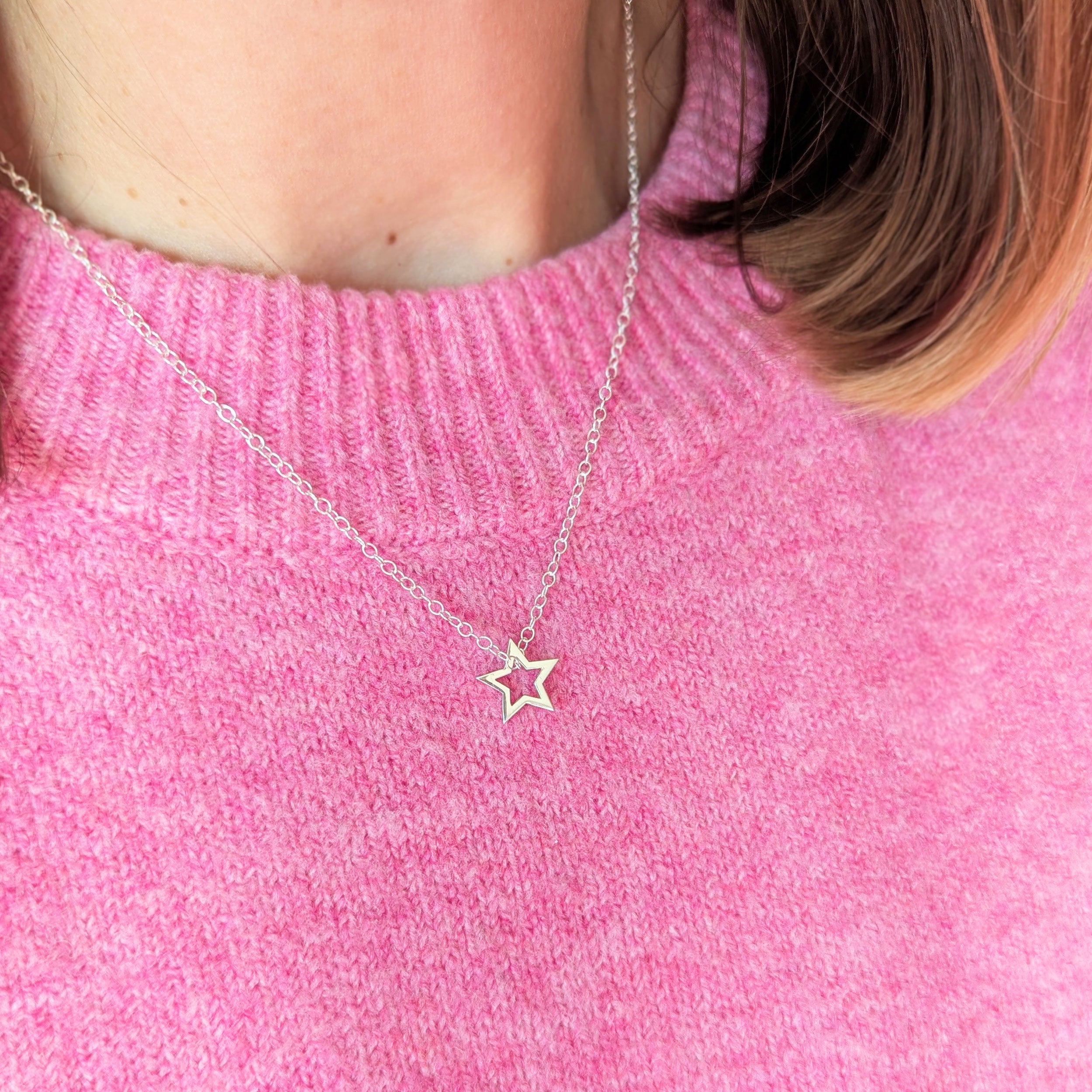 Silver Written Star Necklace