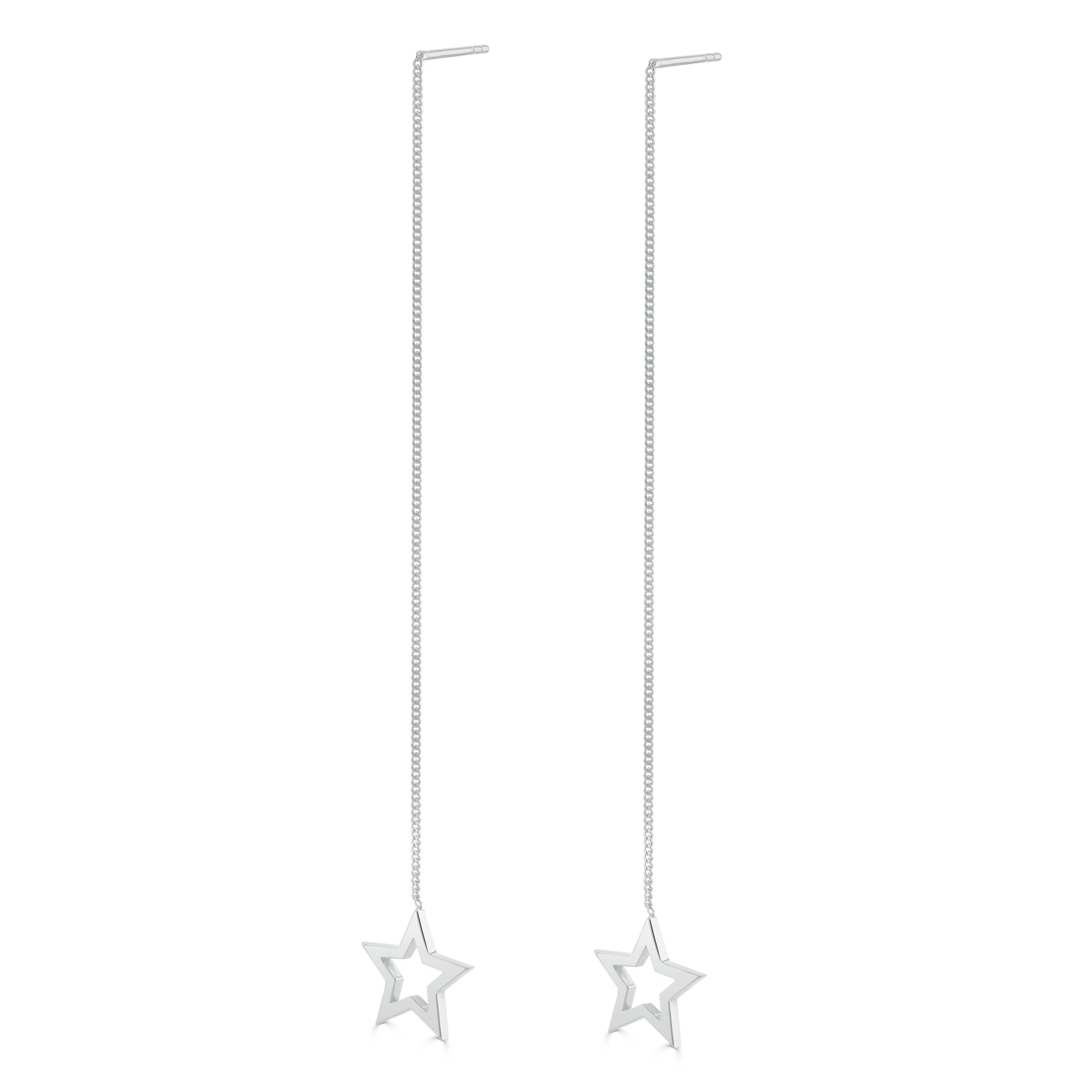 Silver Star Threader Earrings