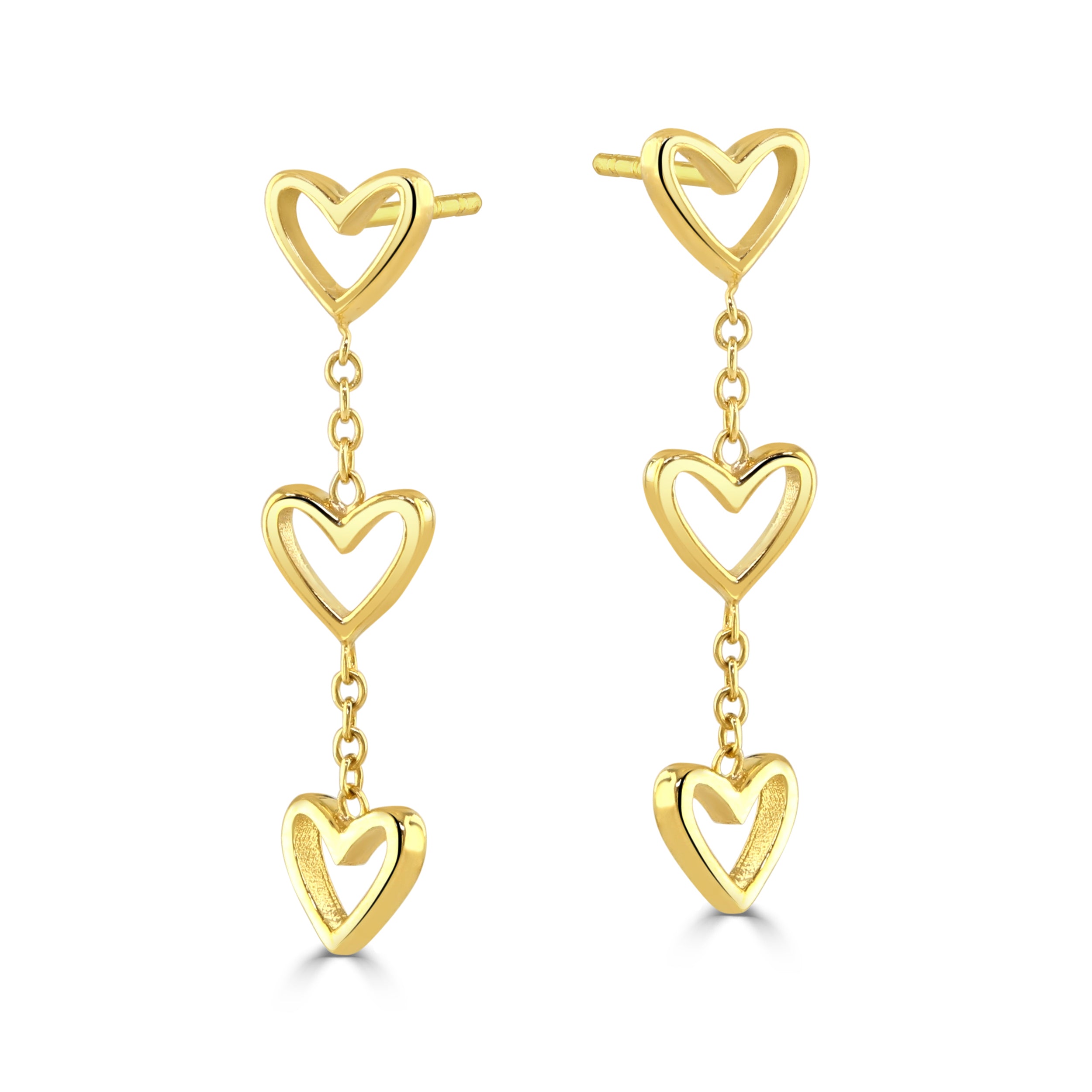 Gold Rachel Stevens Three Heart Earrings