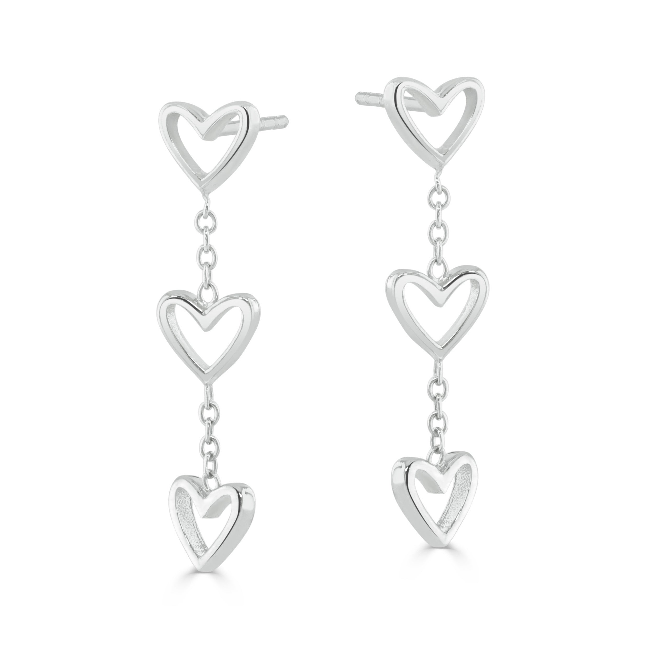 Silver Rachel Stevens Three Heart Earrings
