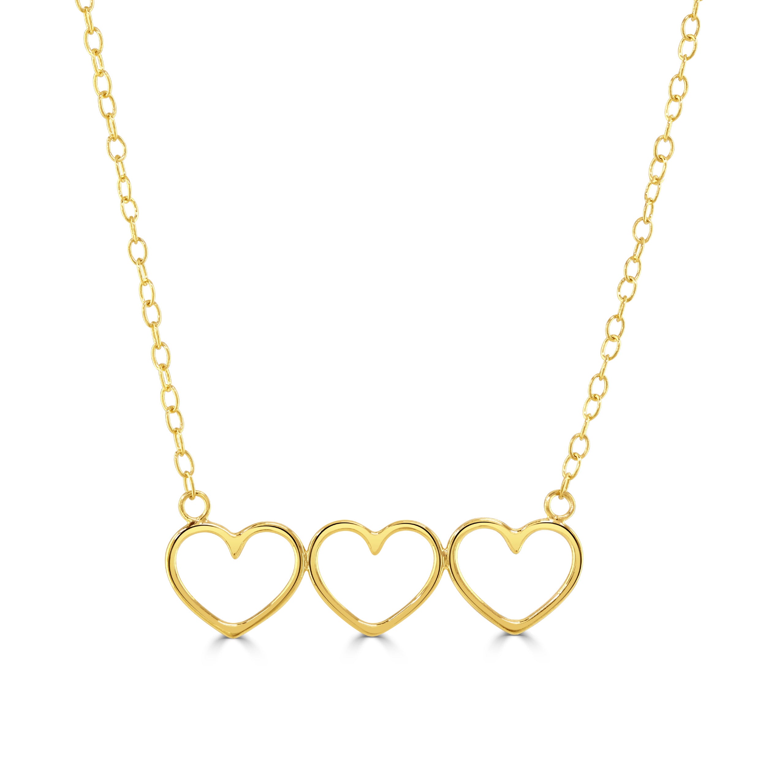Gold Three Heart Necklace